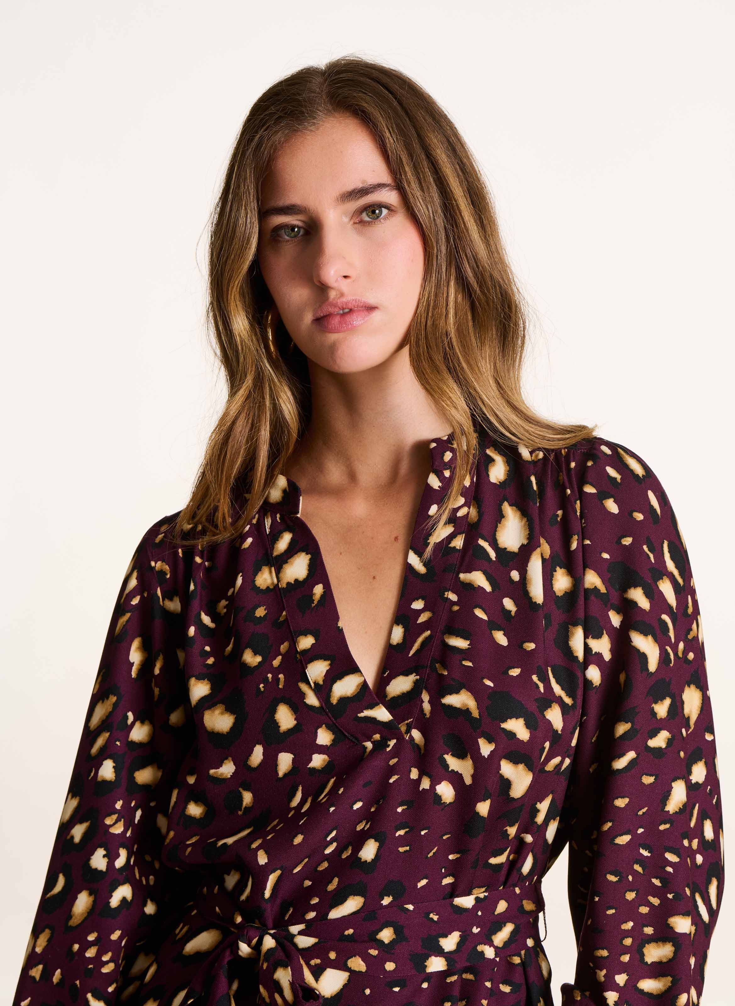 Blouse col tunisien imprimée  LA FEE MARABOUTEE Rouge