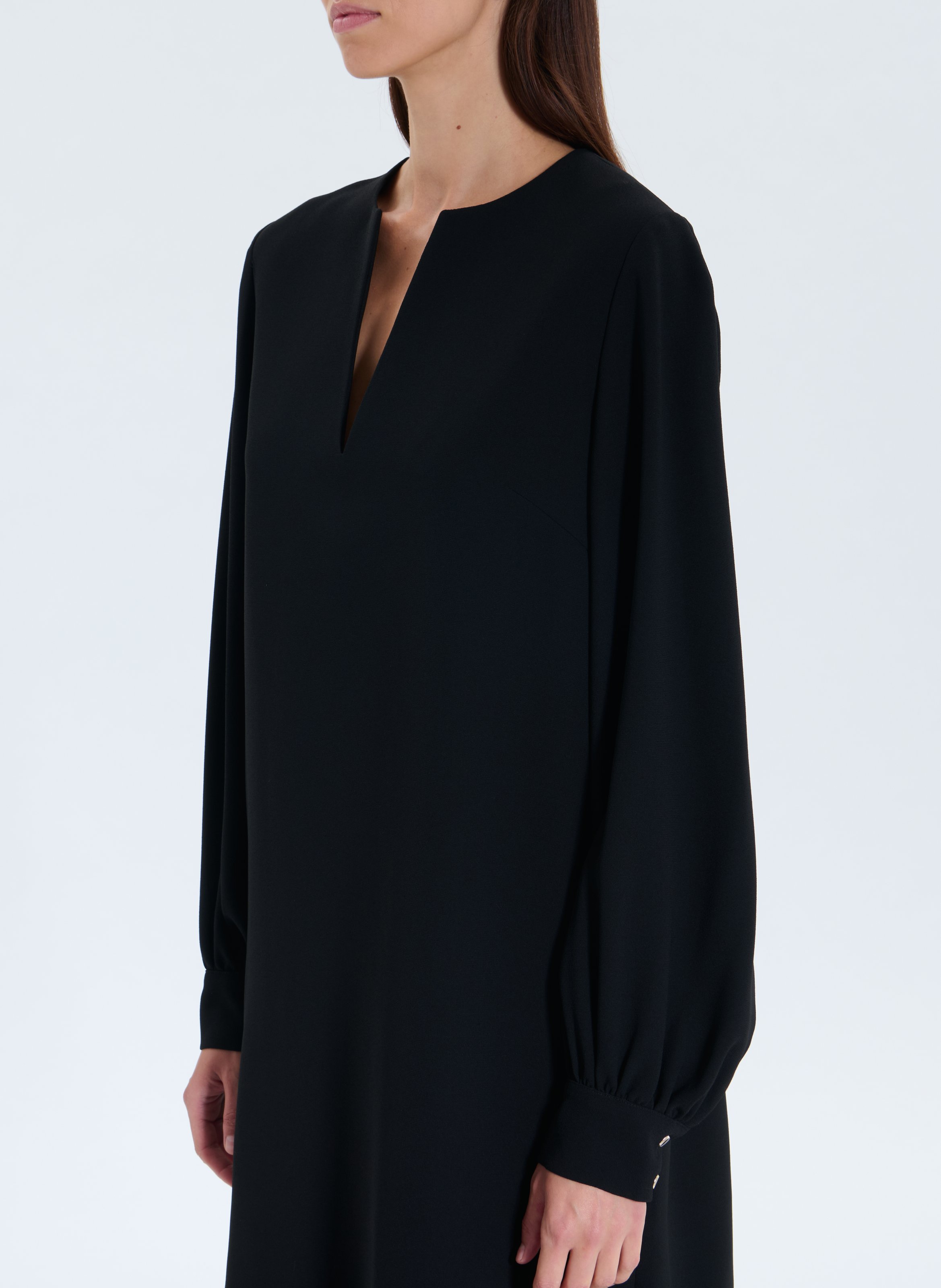 Short straight V-neck dress ZAPA Black