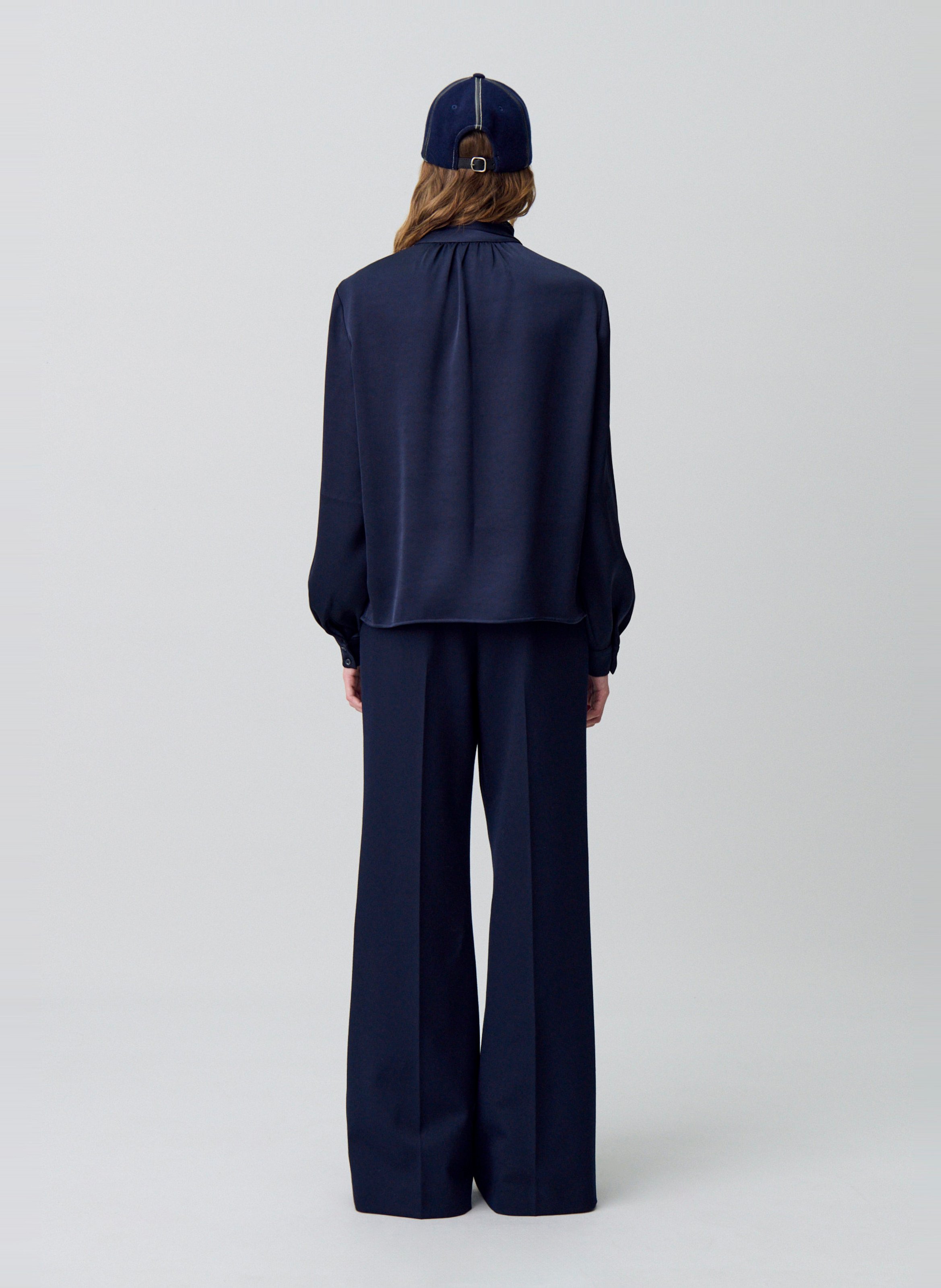 Satin lavallière collar blouse CLAUDIE PIERLOT Blue