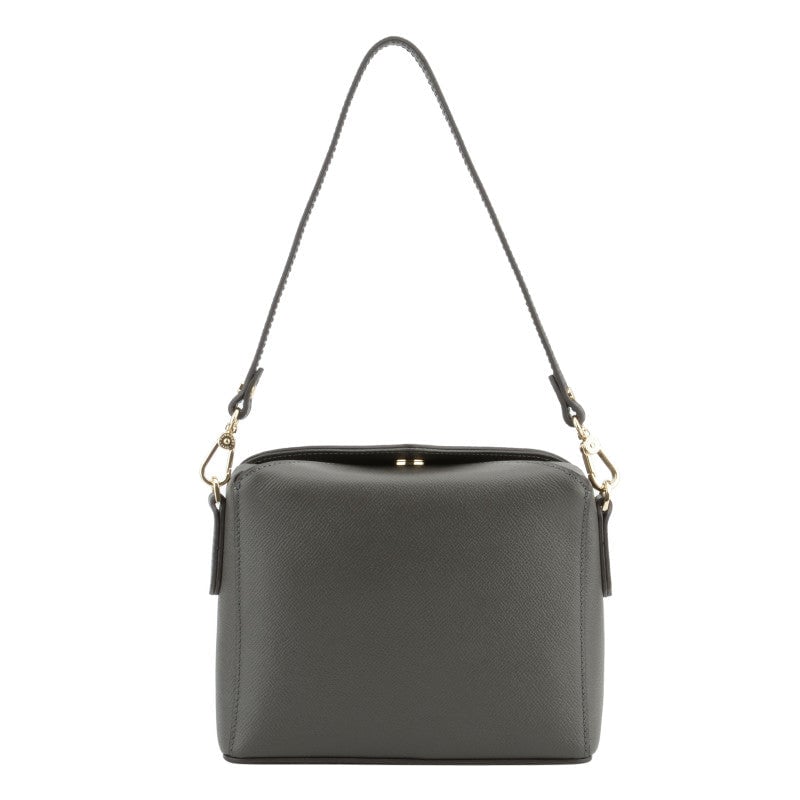 Sac porté épaule - toile enduite garnie cuir de vachette POURCHET Gris