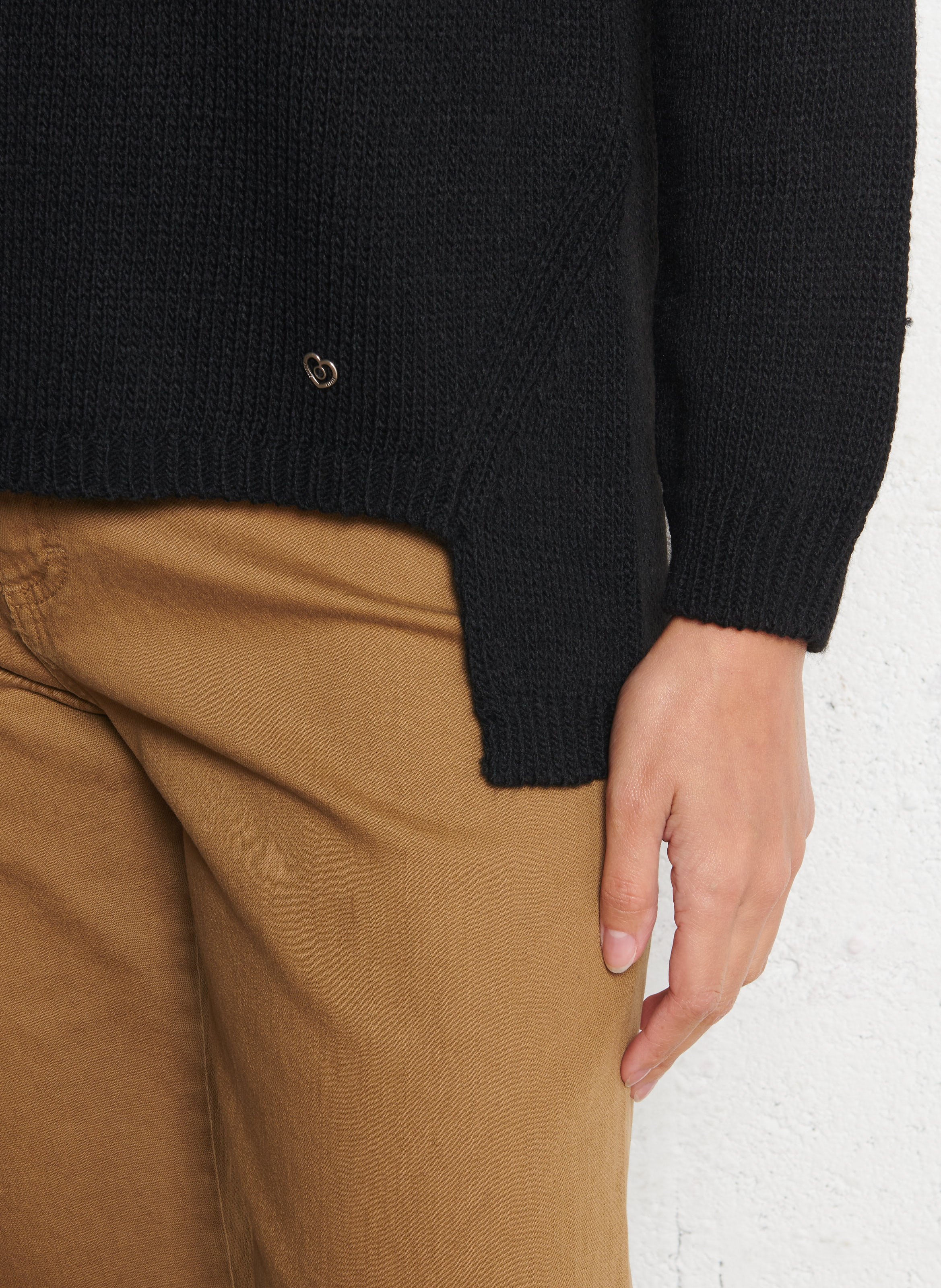 Pull V ample asymétrique uni PLEASE Noir