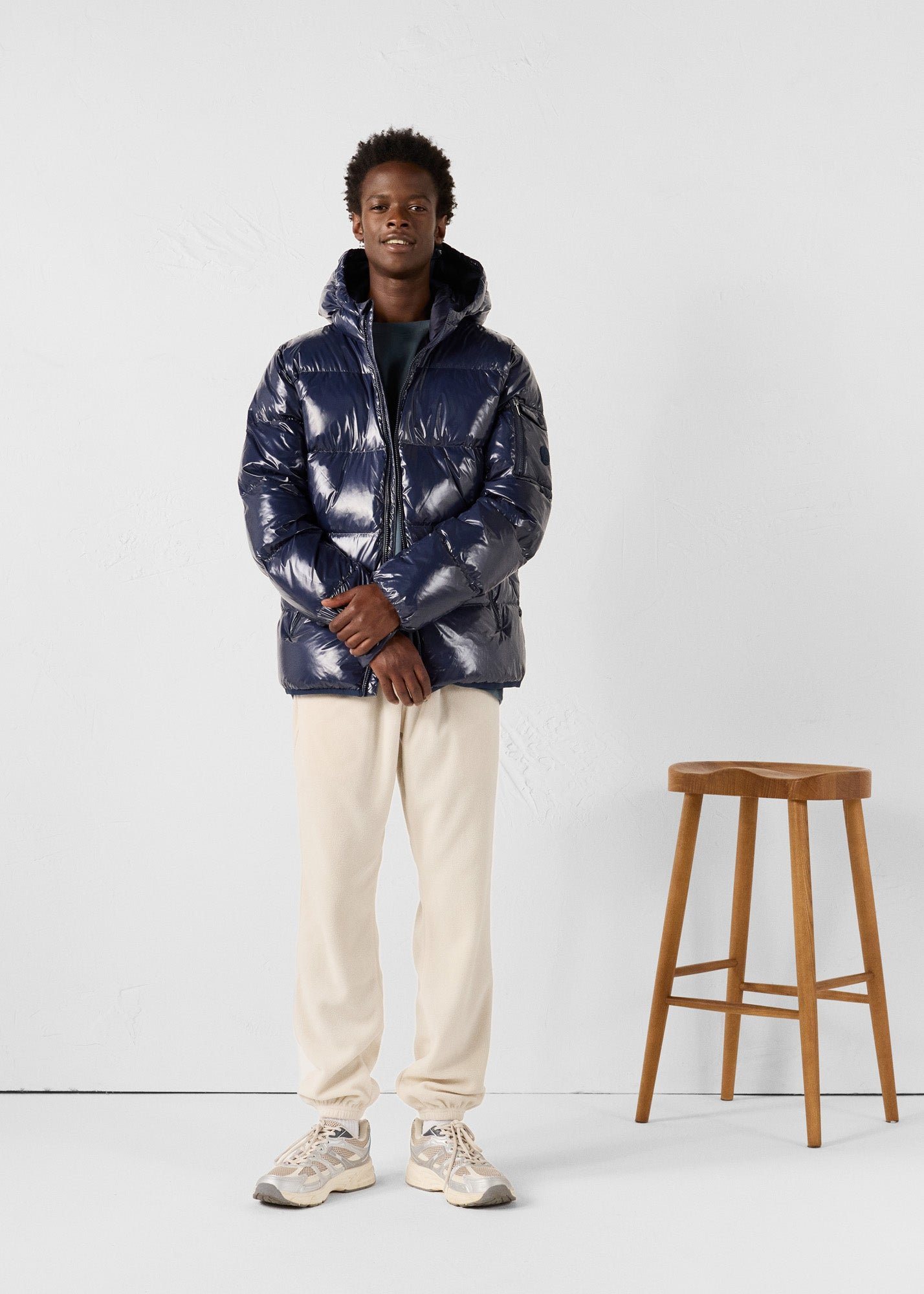 Laquered hooded down jacket for extreme cold - Java JOTT Blue