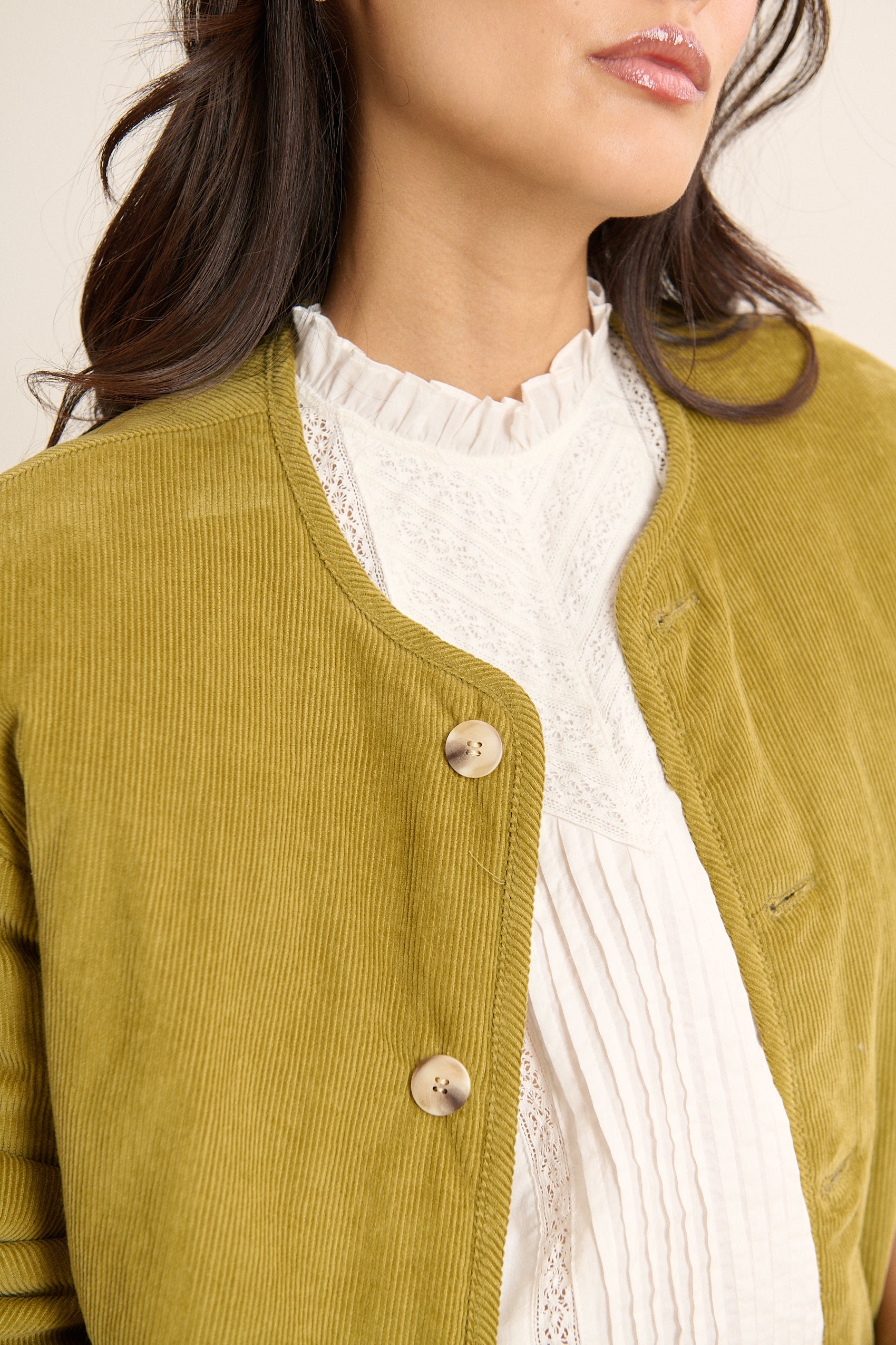 Reversible corduroy jacket GARANCE PARIS Green