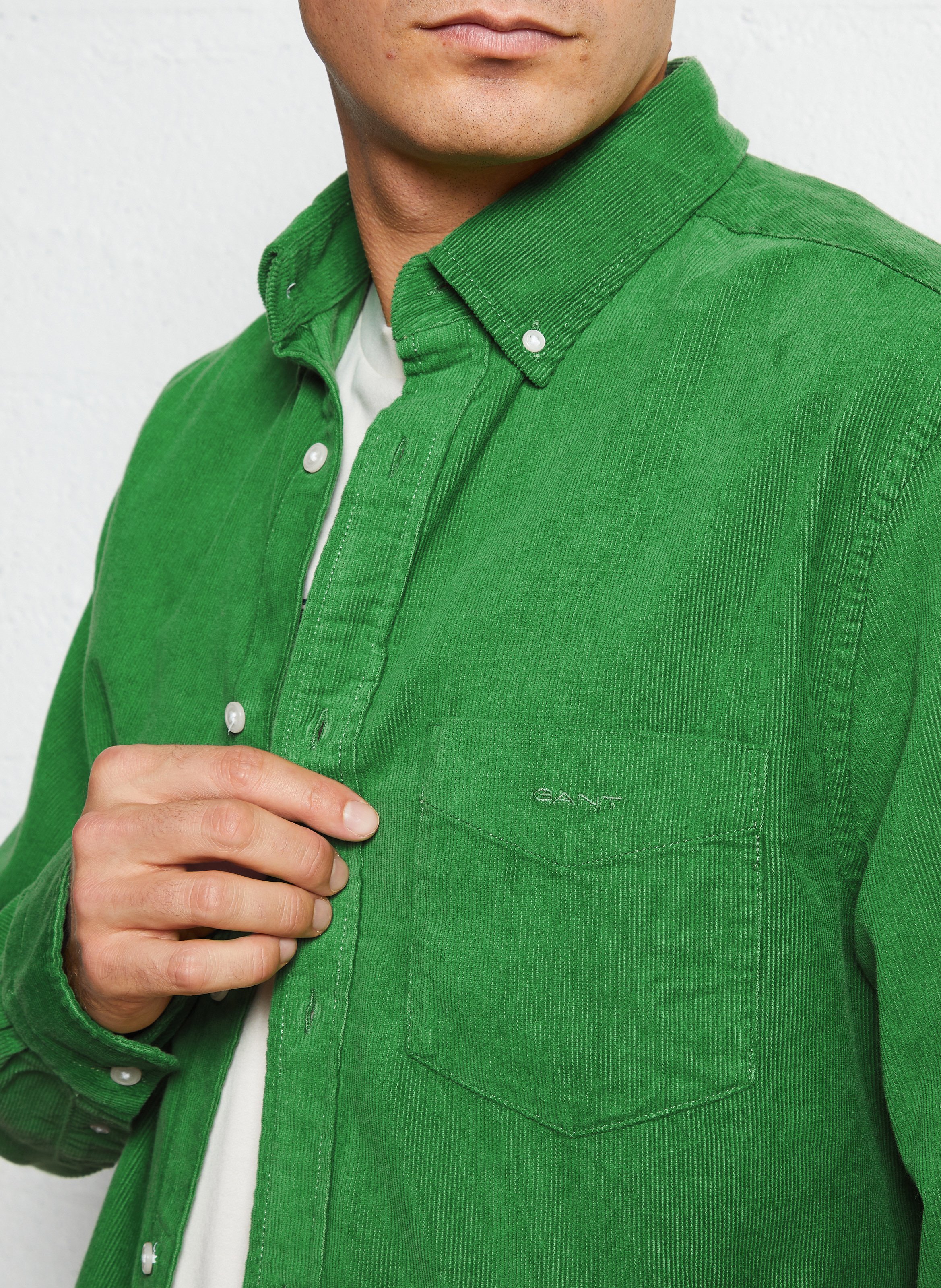 Chemise col classique manches contrastantes en coton GANT Green