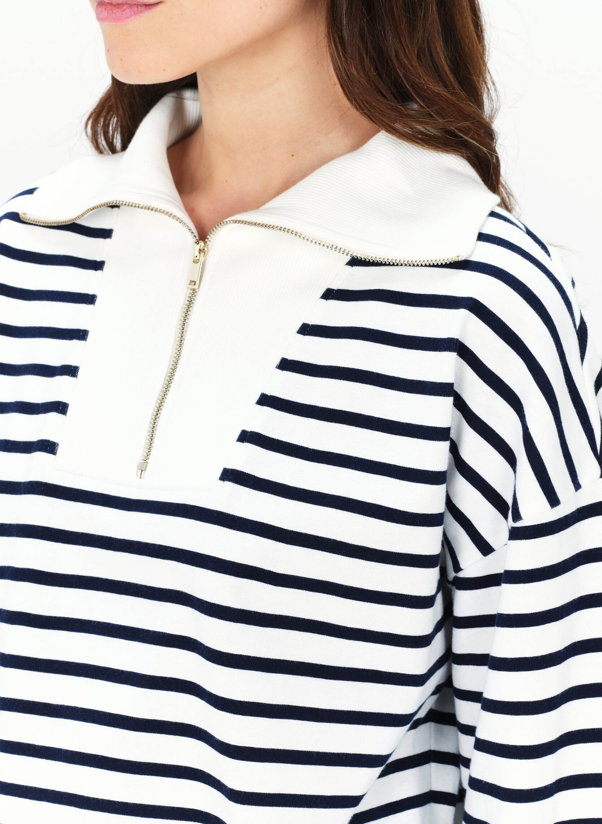 Pull à rayures col montant CAROLL Bleu