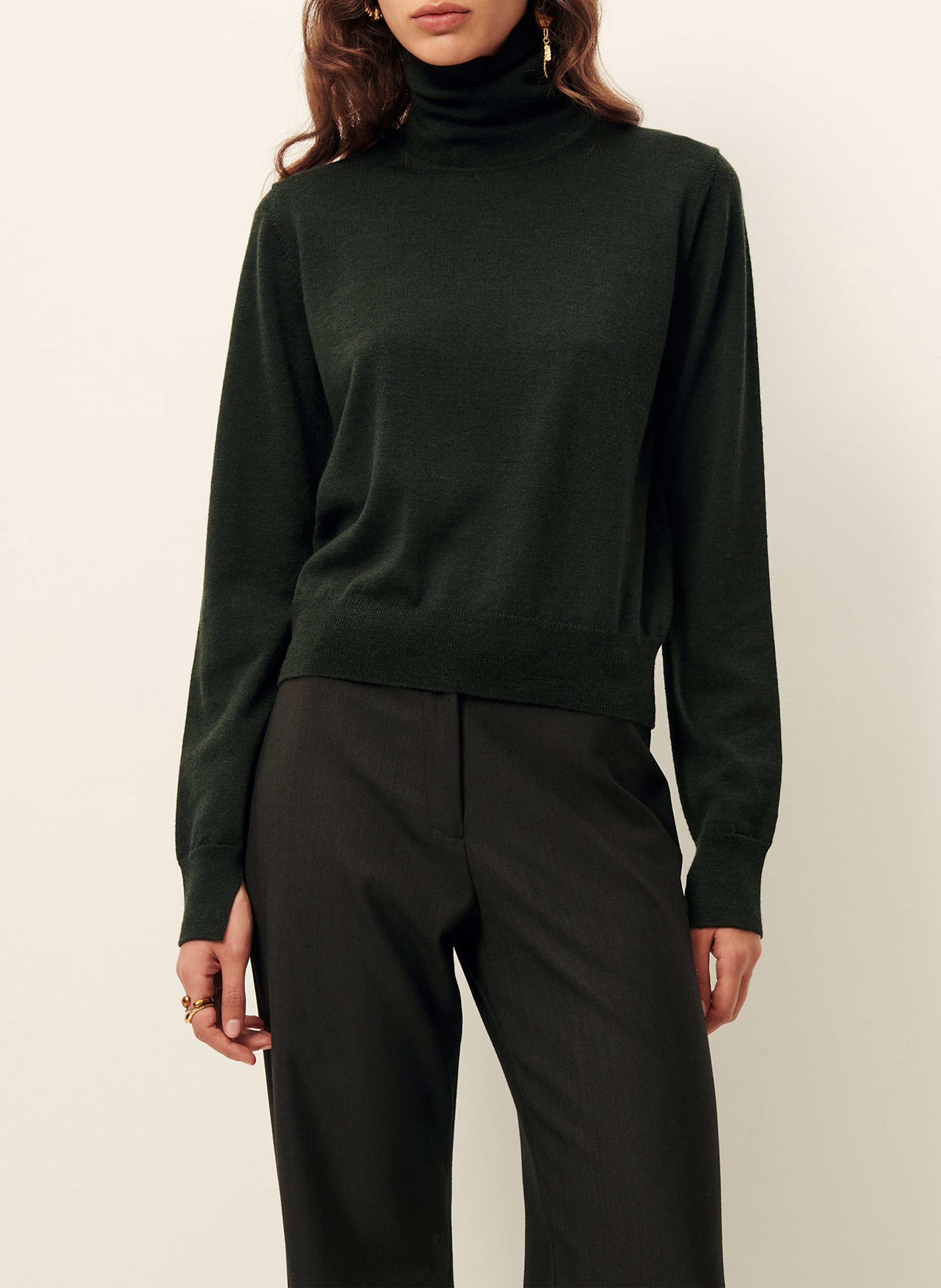 Pull droit col roulé en laine SESSUN Marron