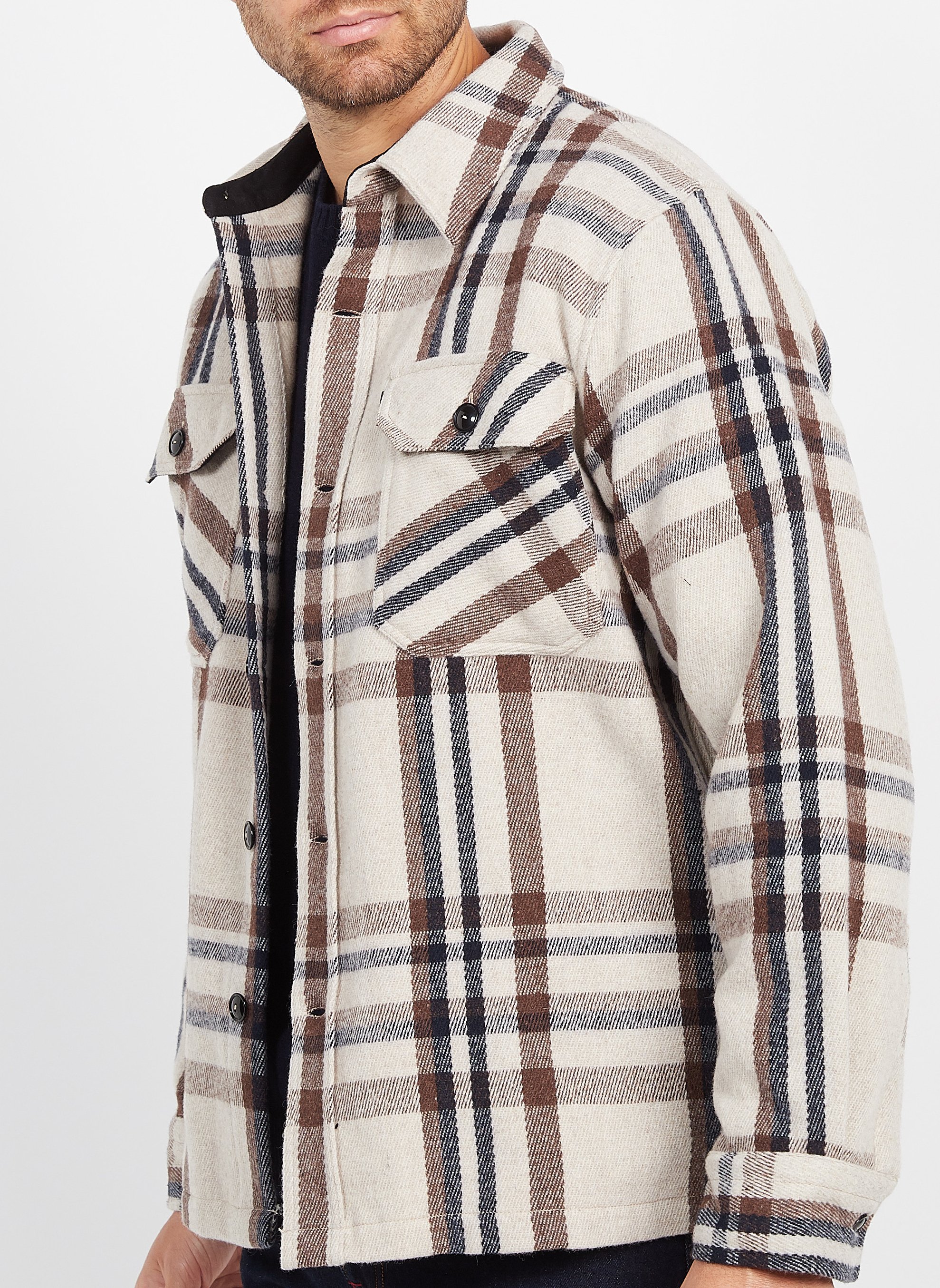 Surchemise droite à carreaux SCHOTT Beige