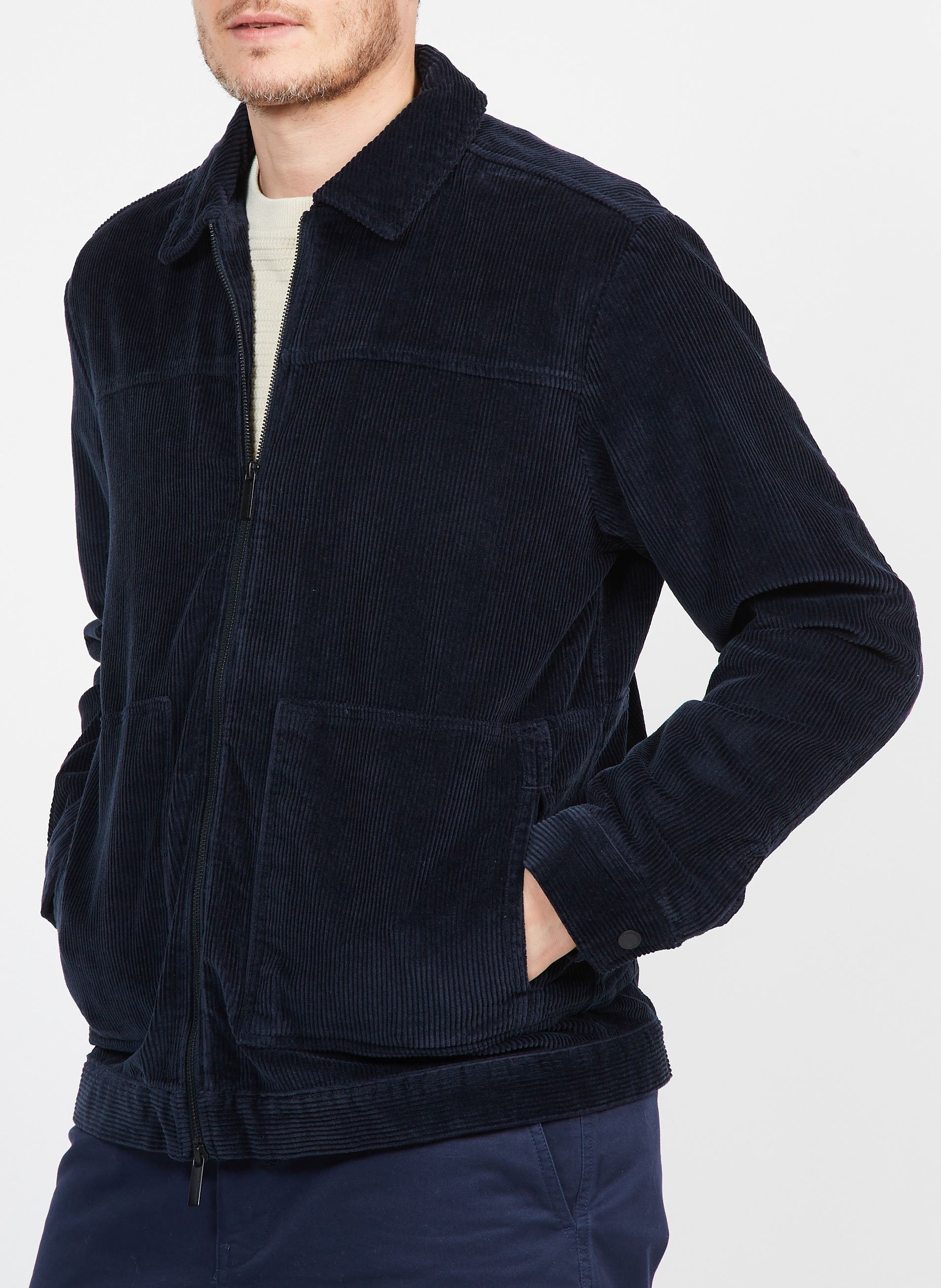 Veste col classique en velours côtelé et coton bio mélangé  KNOWLEDGE COTTON APPAREL Bleu