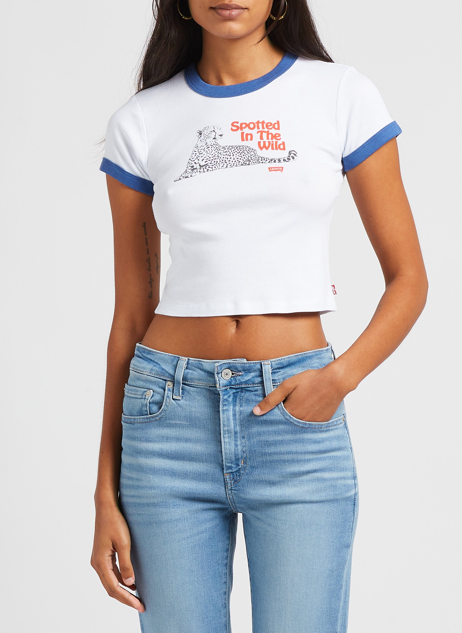 Tee shirt court col rond imprimé  LEVI'S Blanc