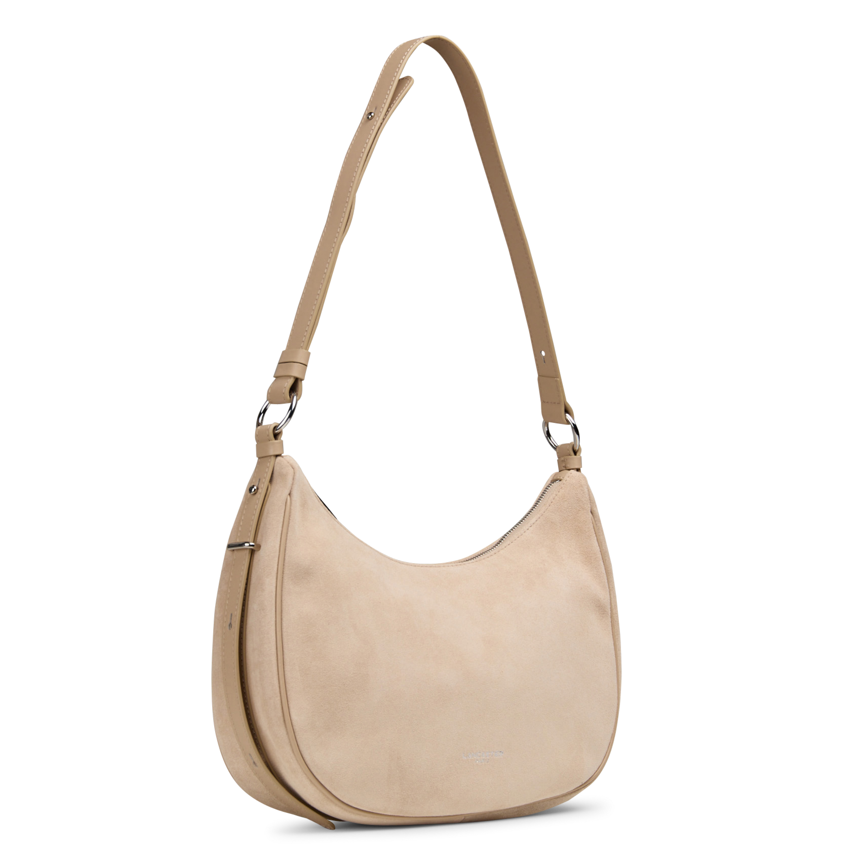 Buideltas van getextureerd leer met veters LANCASTER PARIS Beige