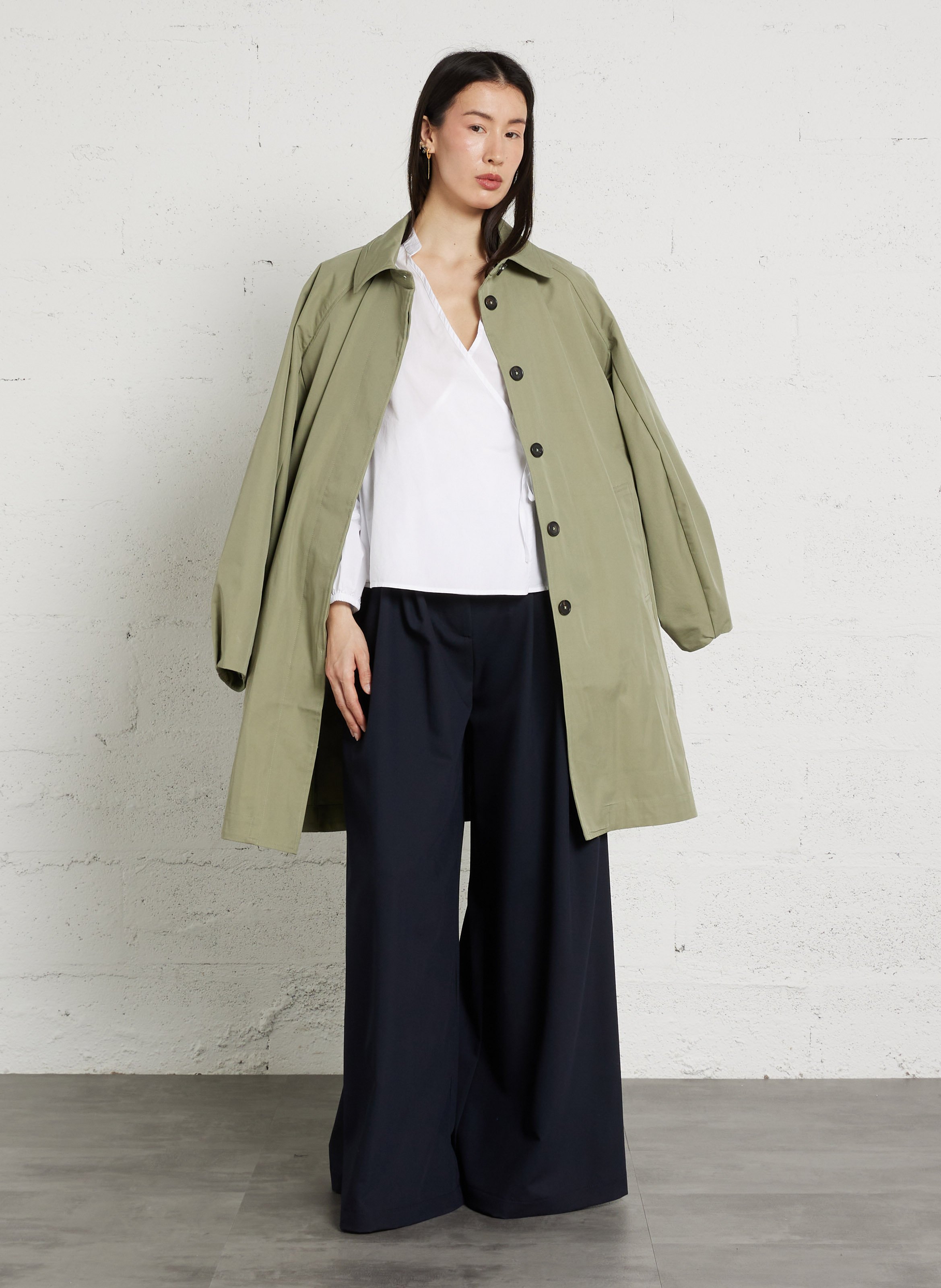 Manteau col classique en coton mélangé BELLEROSE Vert