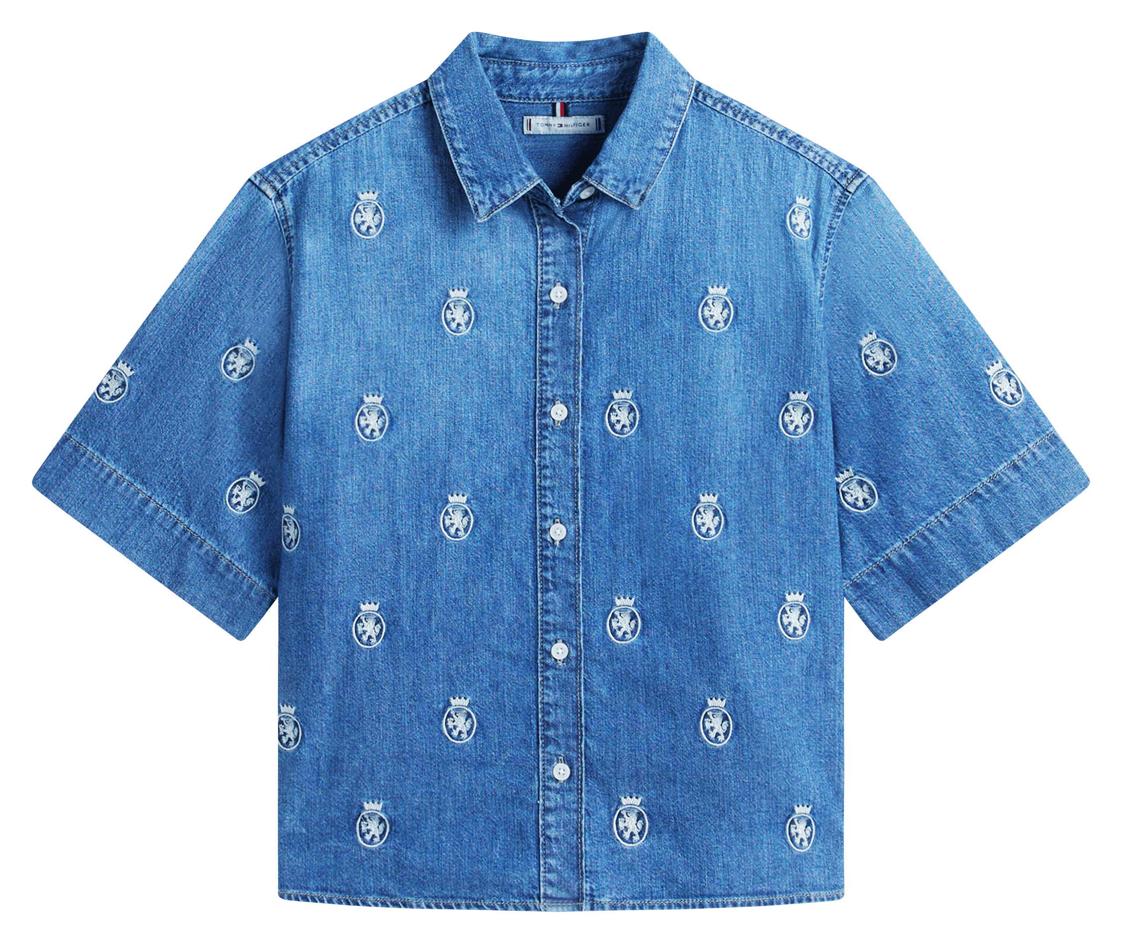 Gerade geschnittenes Hemd mit klassischem Kragen aus Baumwolle und recycelter Baumwolle TOMMY HILFIGER Blau