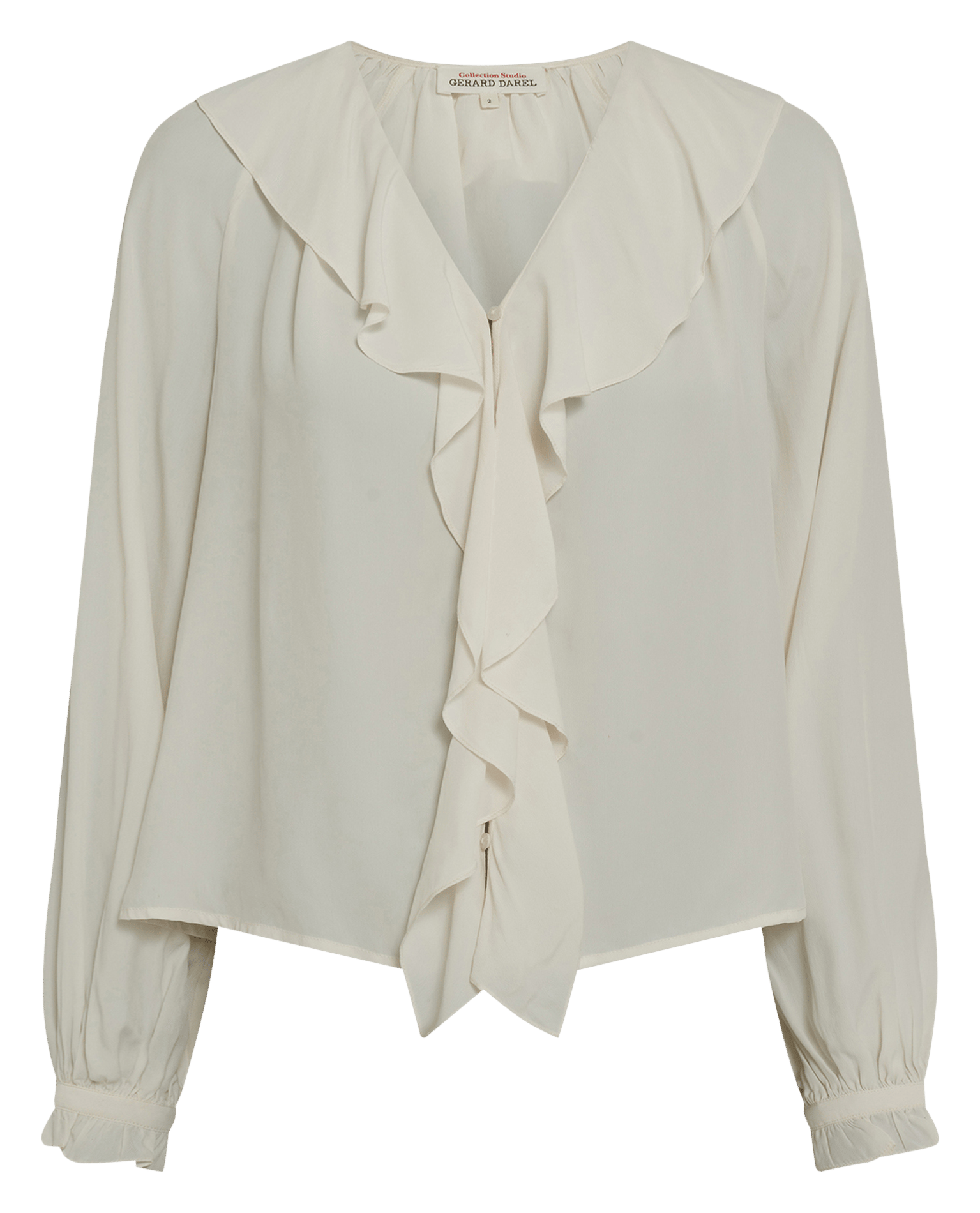 Weites V-Ausschnitt-Top mit Volants in Unifarben GERARD DAREL Beige
