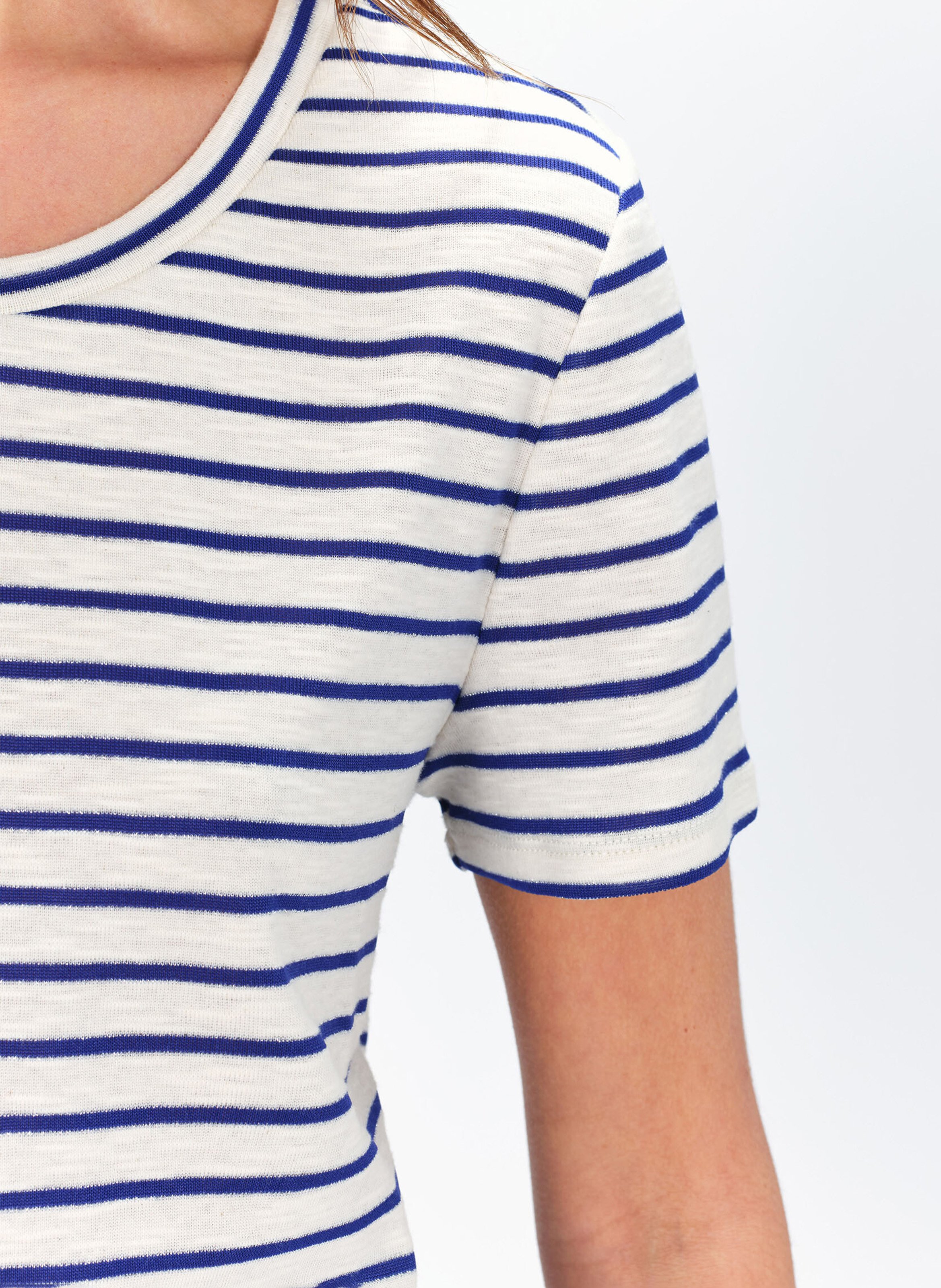 Gestreiftes Rundhals-T-Shirt aus Baumwoll-Mix CAROLL Blau