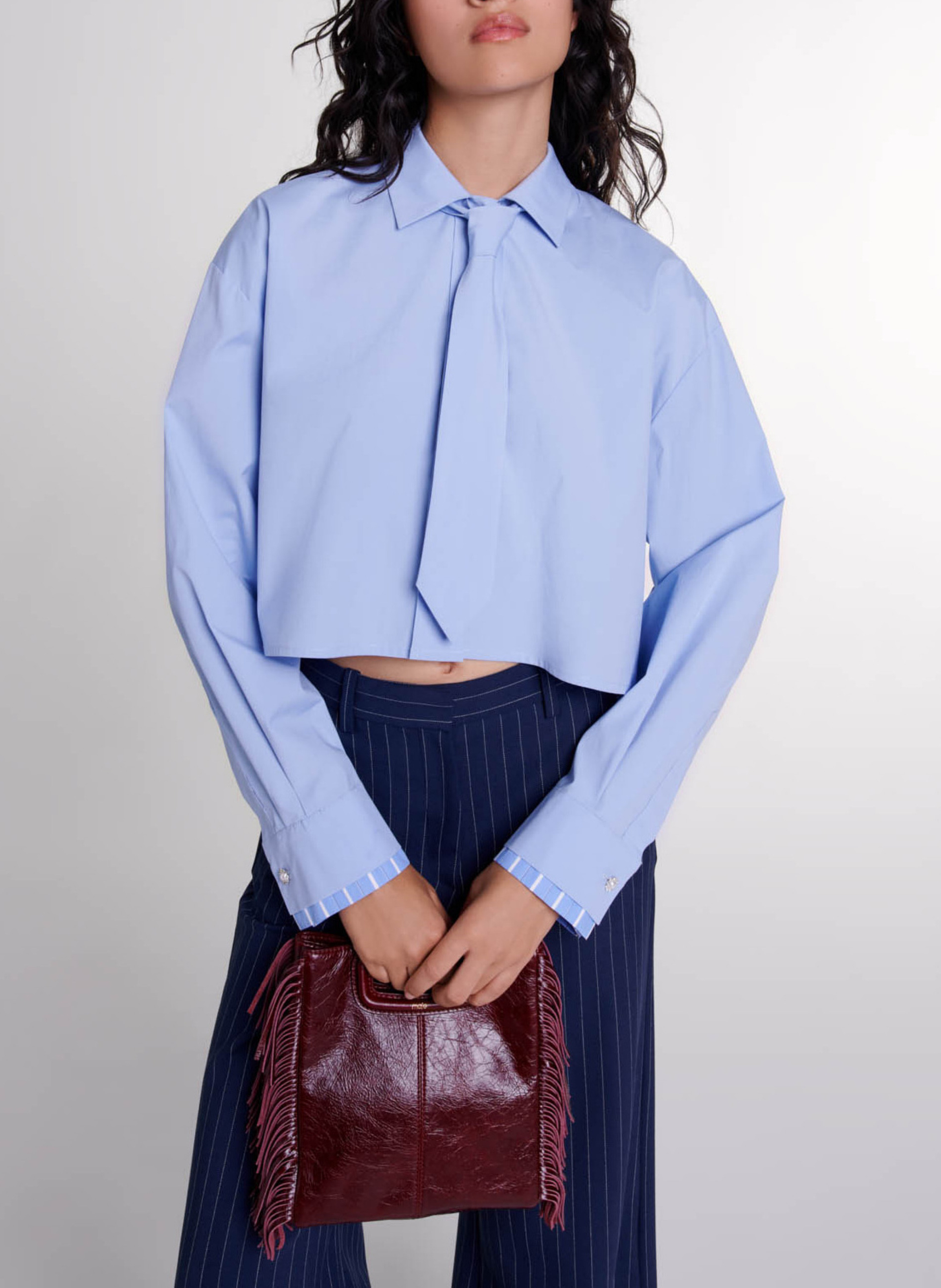 Sac bandoulière en cuir MAJE Rouge