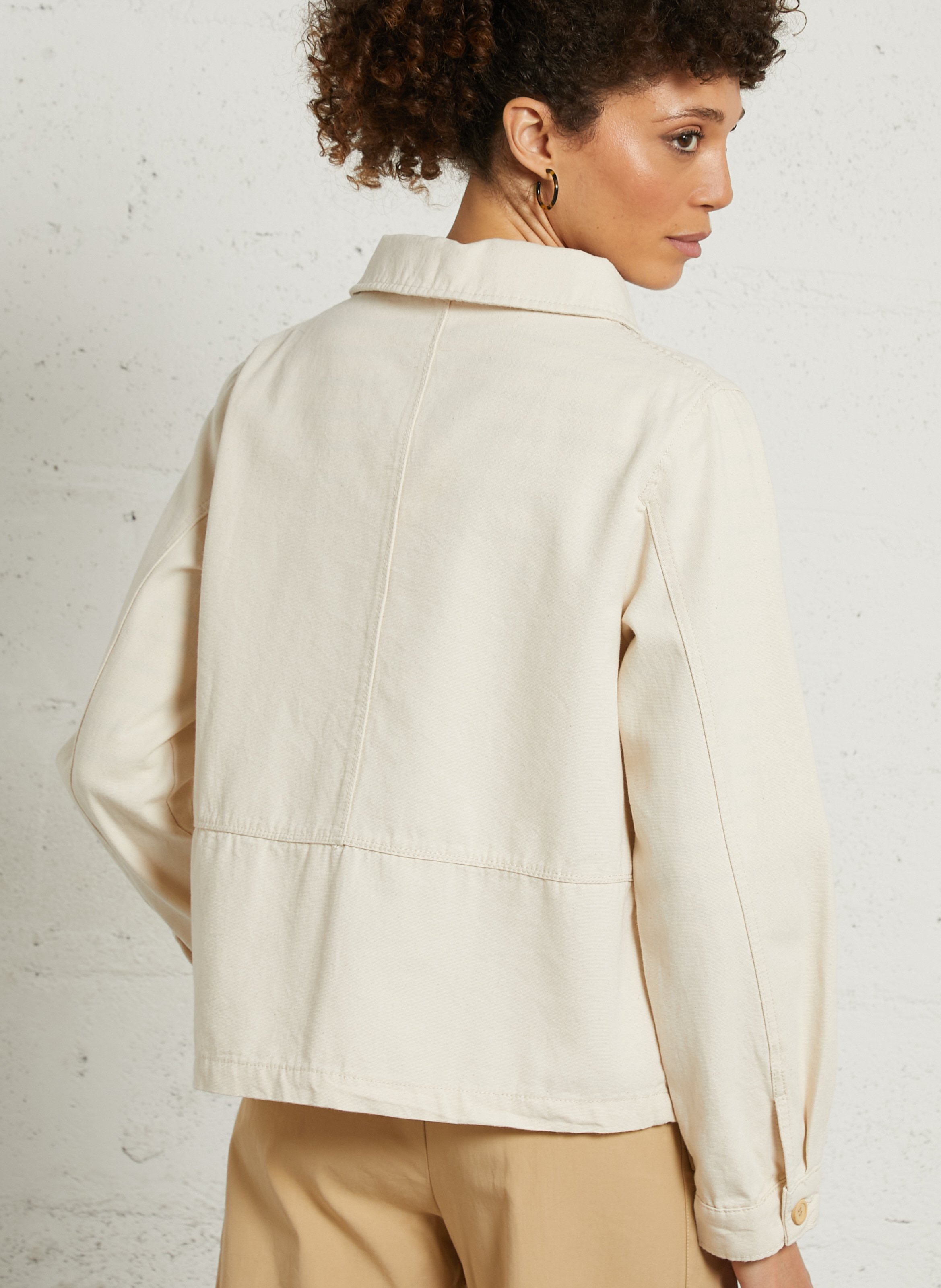 Veste droite à poches unie en coton ARMOR LUX Beige
