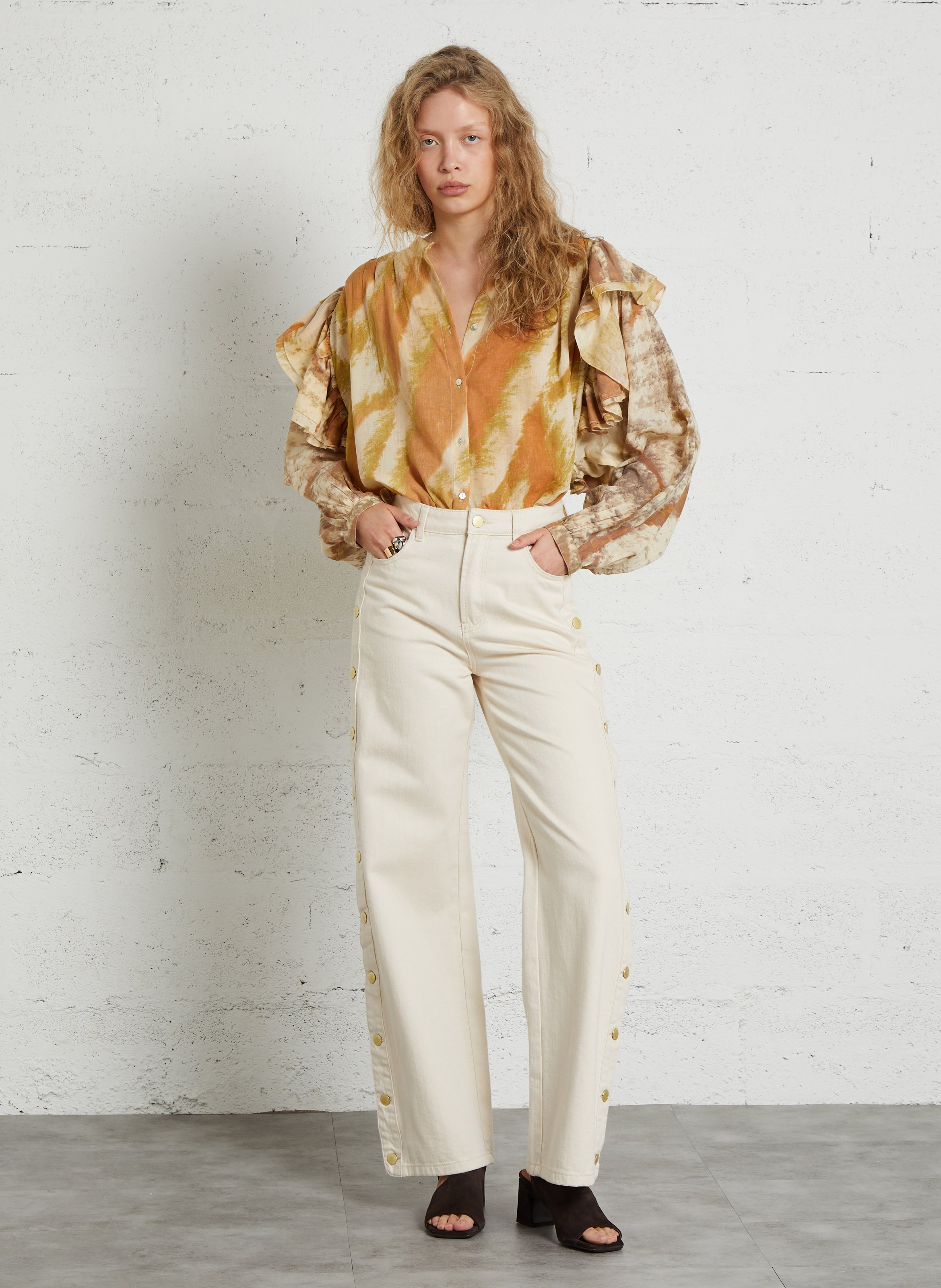 Oversized overhemd van katoen met klassieke kraag MES DEMOISELLES Veelkleurig