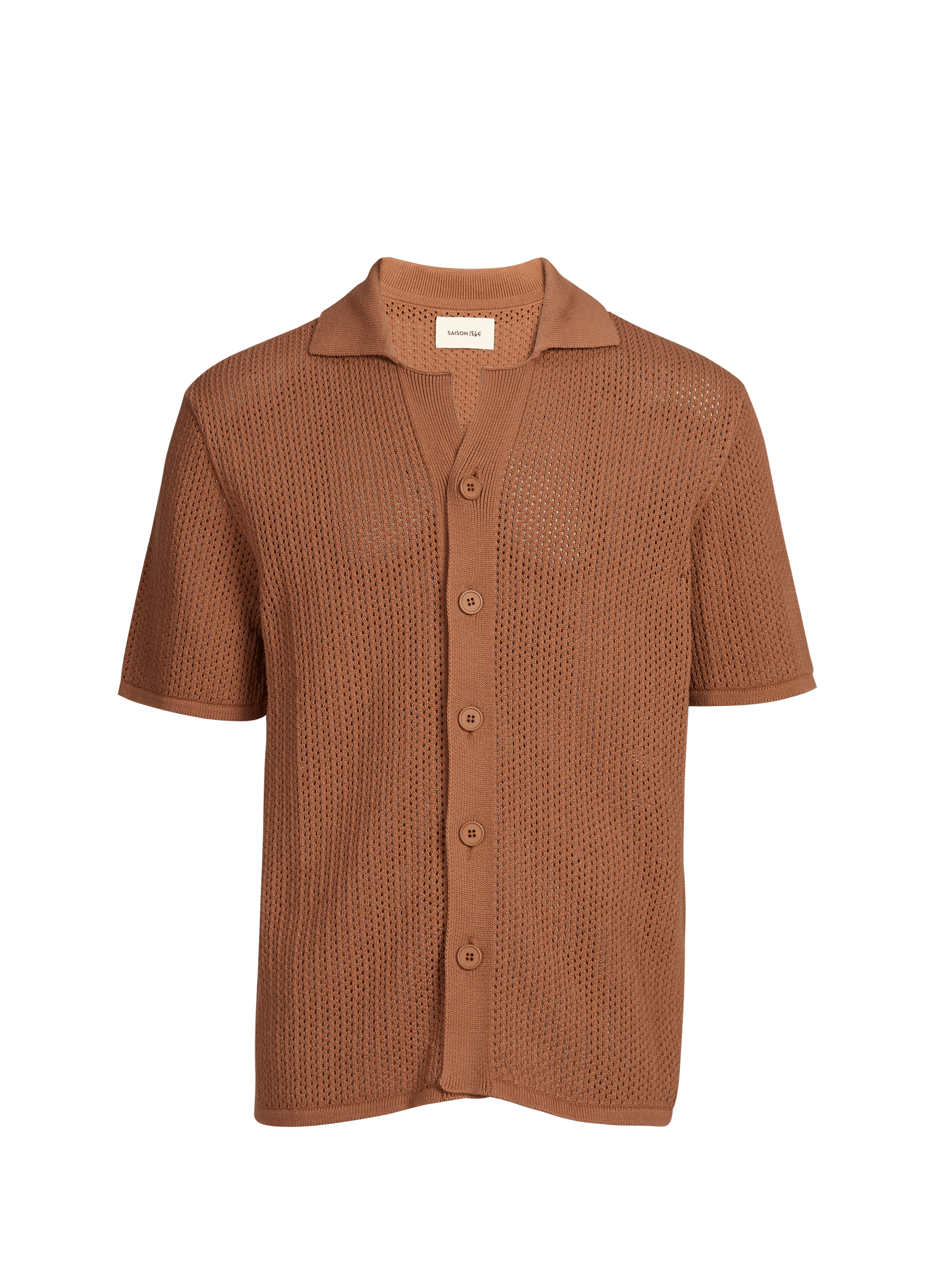 Cotton shirt with classic collar SAISON 1865 Brown