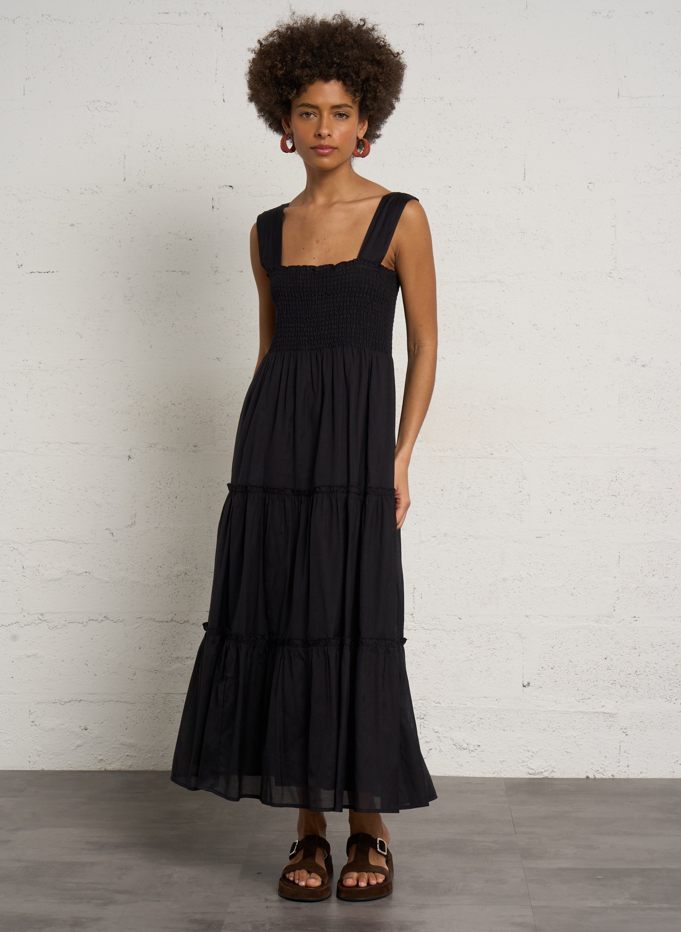 Langes Kleid mit Volants PETITE MENDIGOTE Schwarz