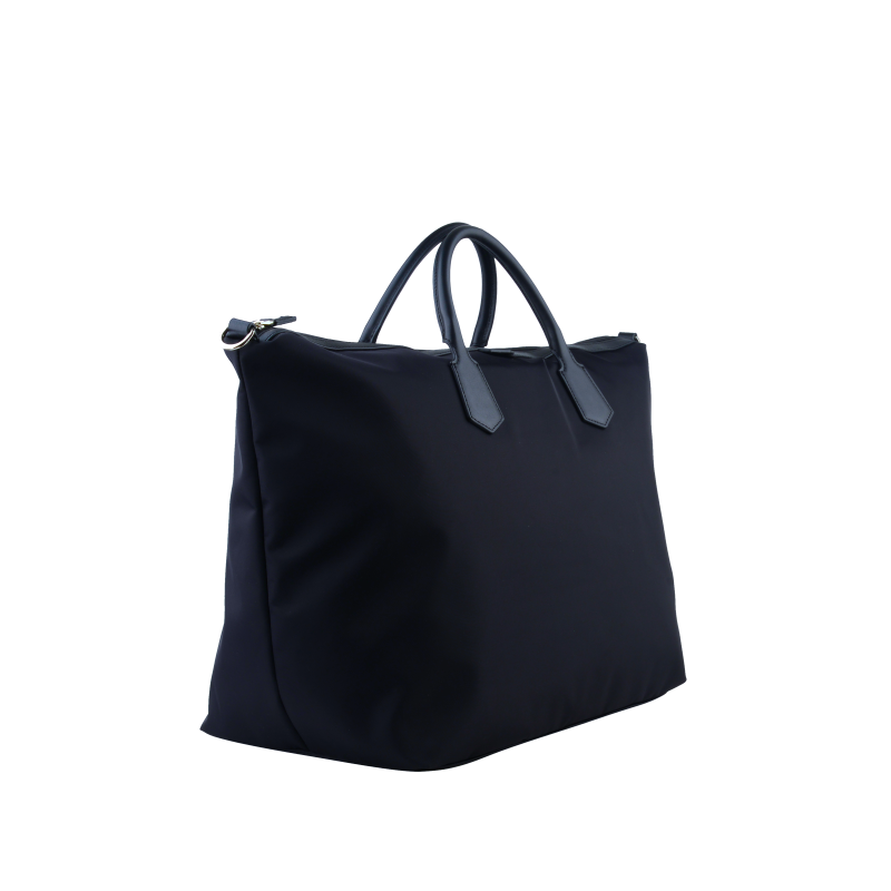 Canvas and leather travel bag POURCHET Blue