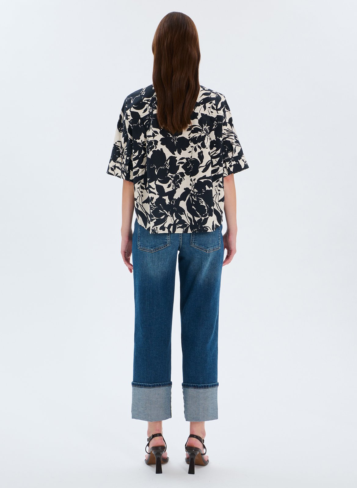 Bluse aus Leinen-Mix mit klassischem Kragen ZAPA Weiss