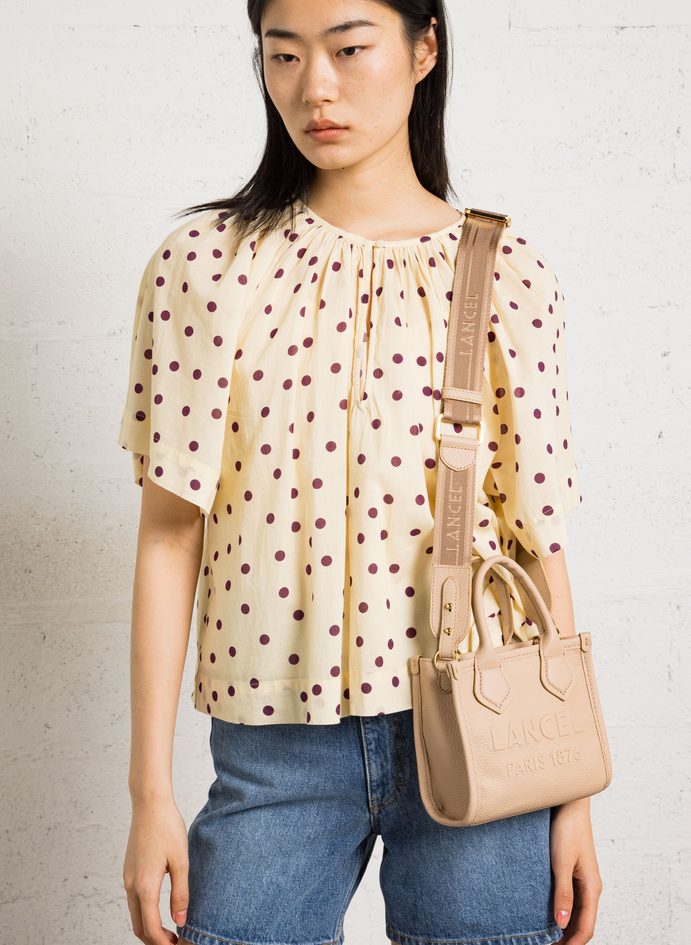 Dori leather shoulder bag LANCEL Beige