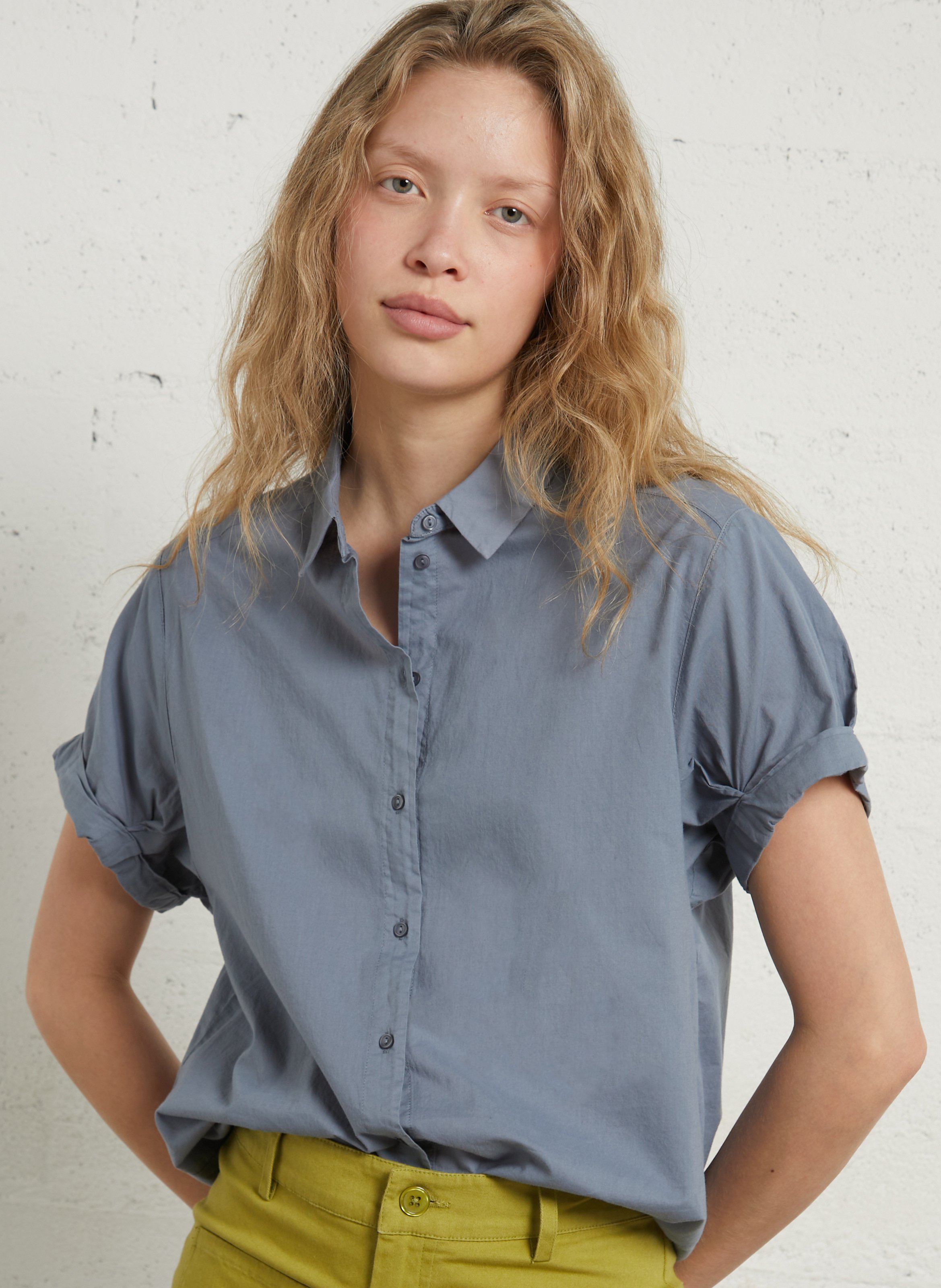 Chemise col classique manches contrastantes en coton SUD EXPRESS