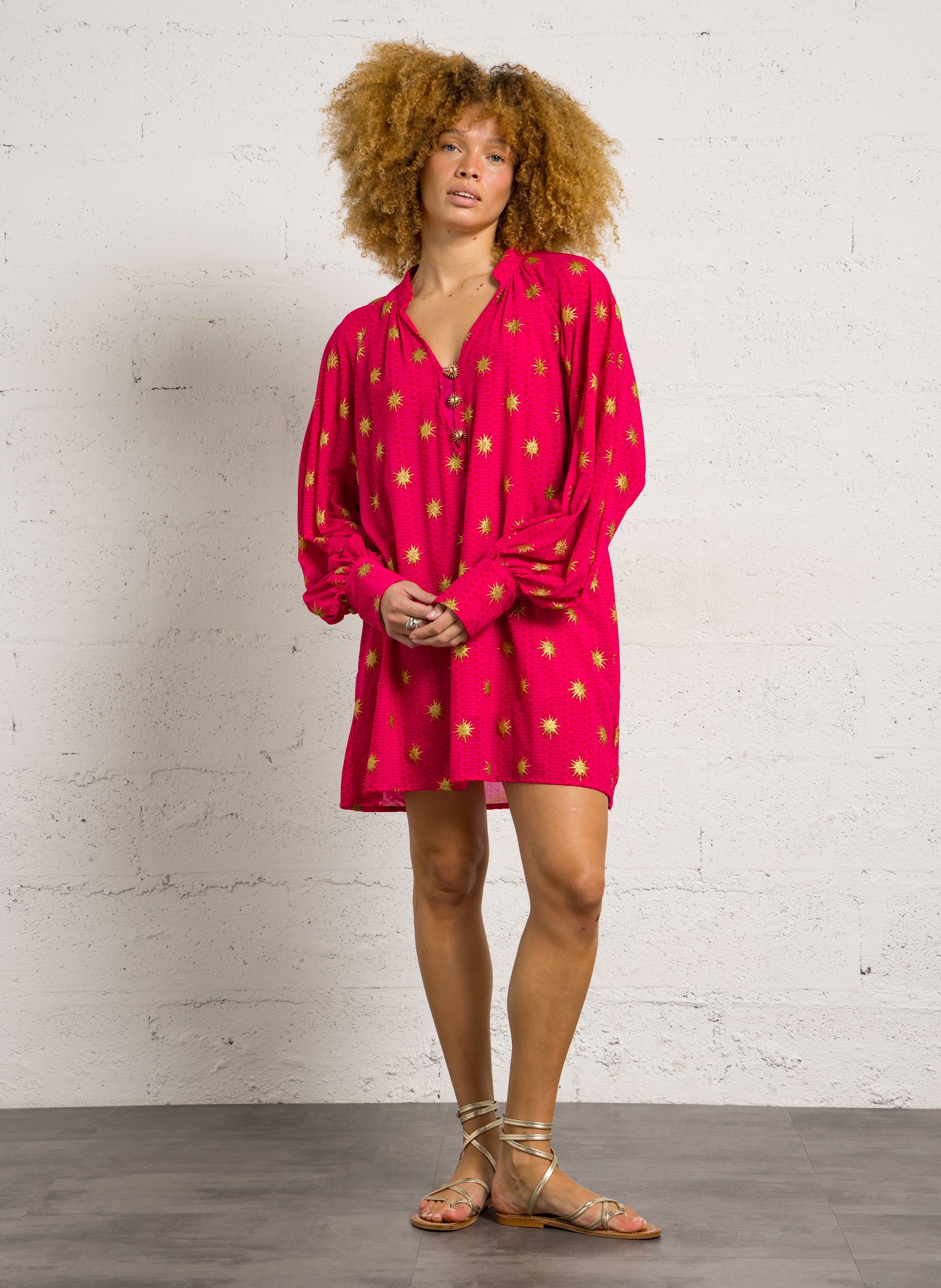 Robe courte col tunisien SUNDRESS Multicolor