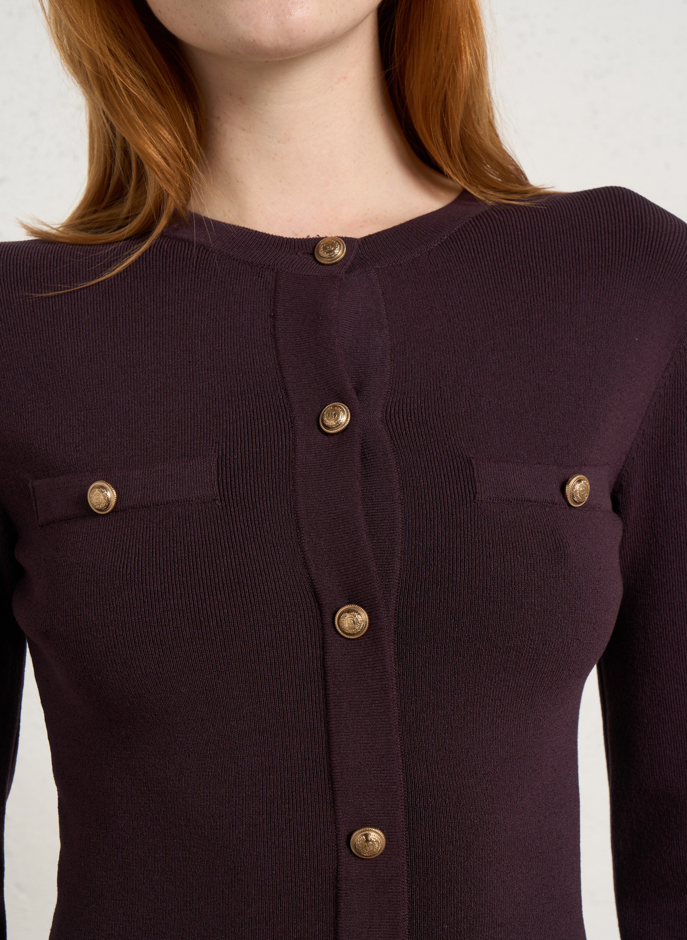 Buttoned knit midi dress IKKS Purple