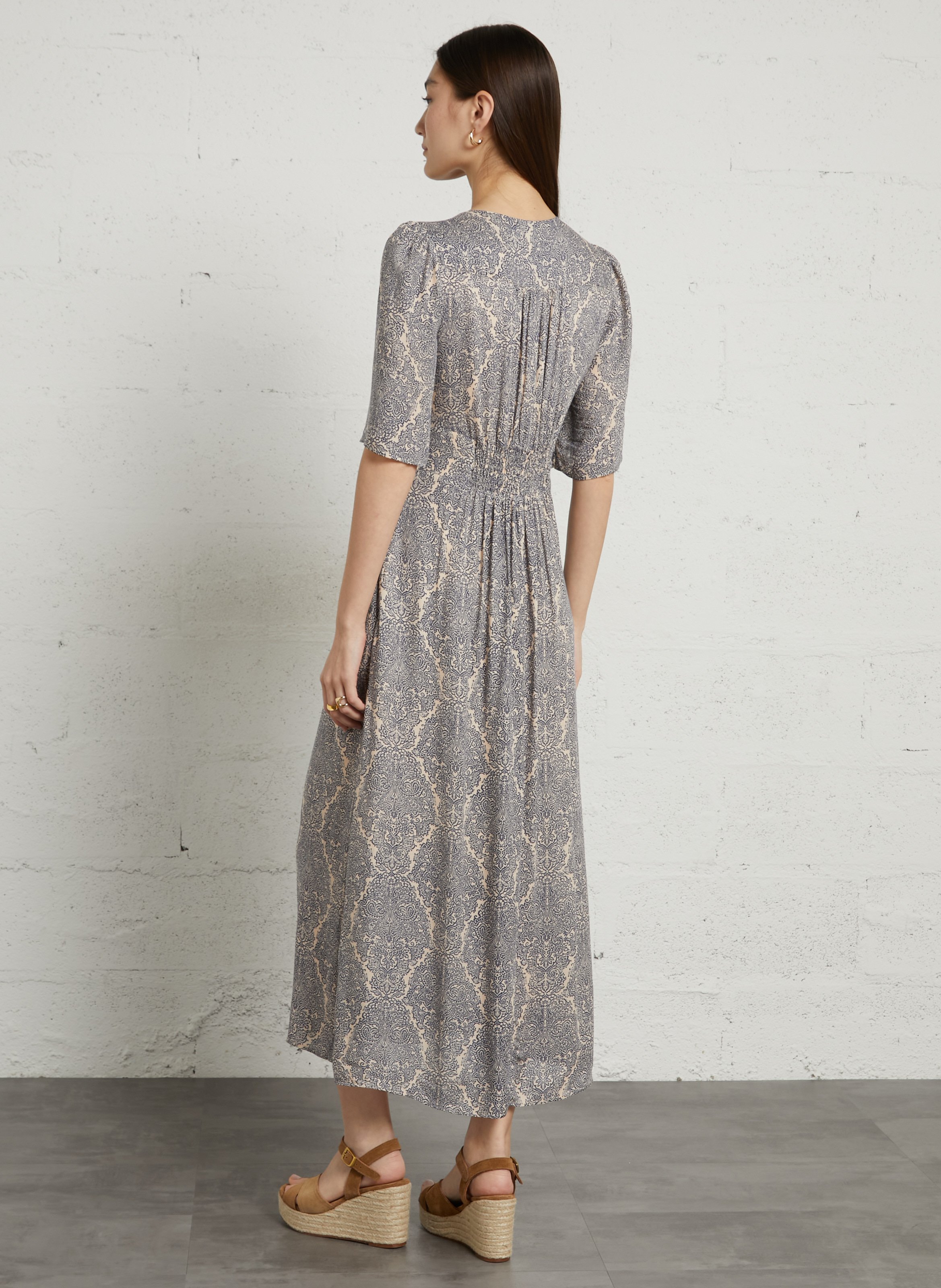 Lange jurk met print MAISON 123 Blauw