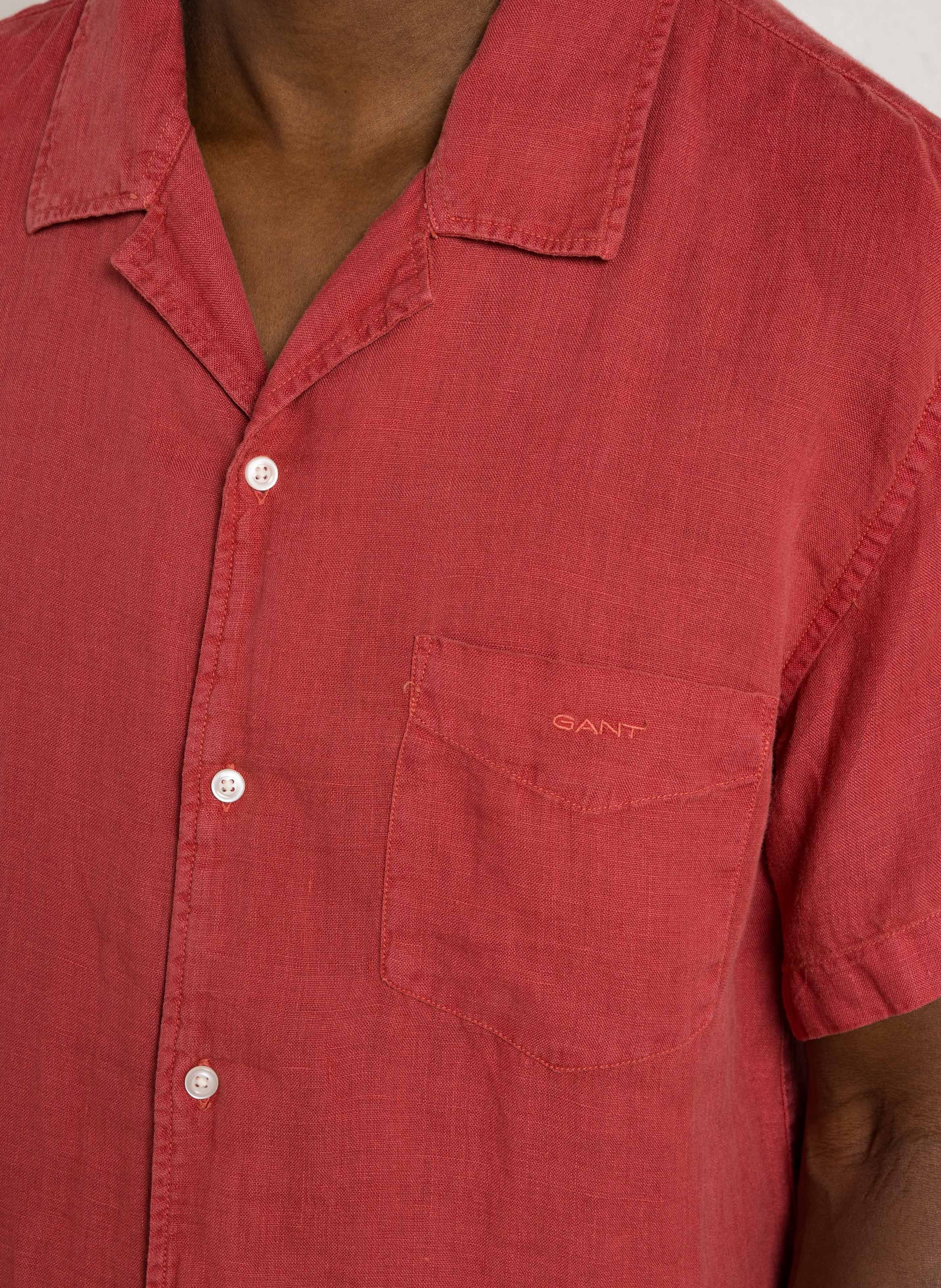 Chemise col classique en lin GANT Rouge