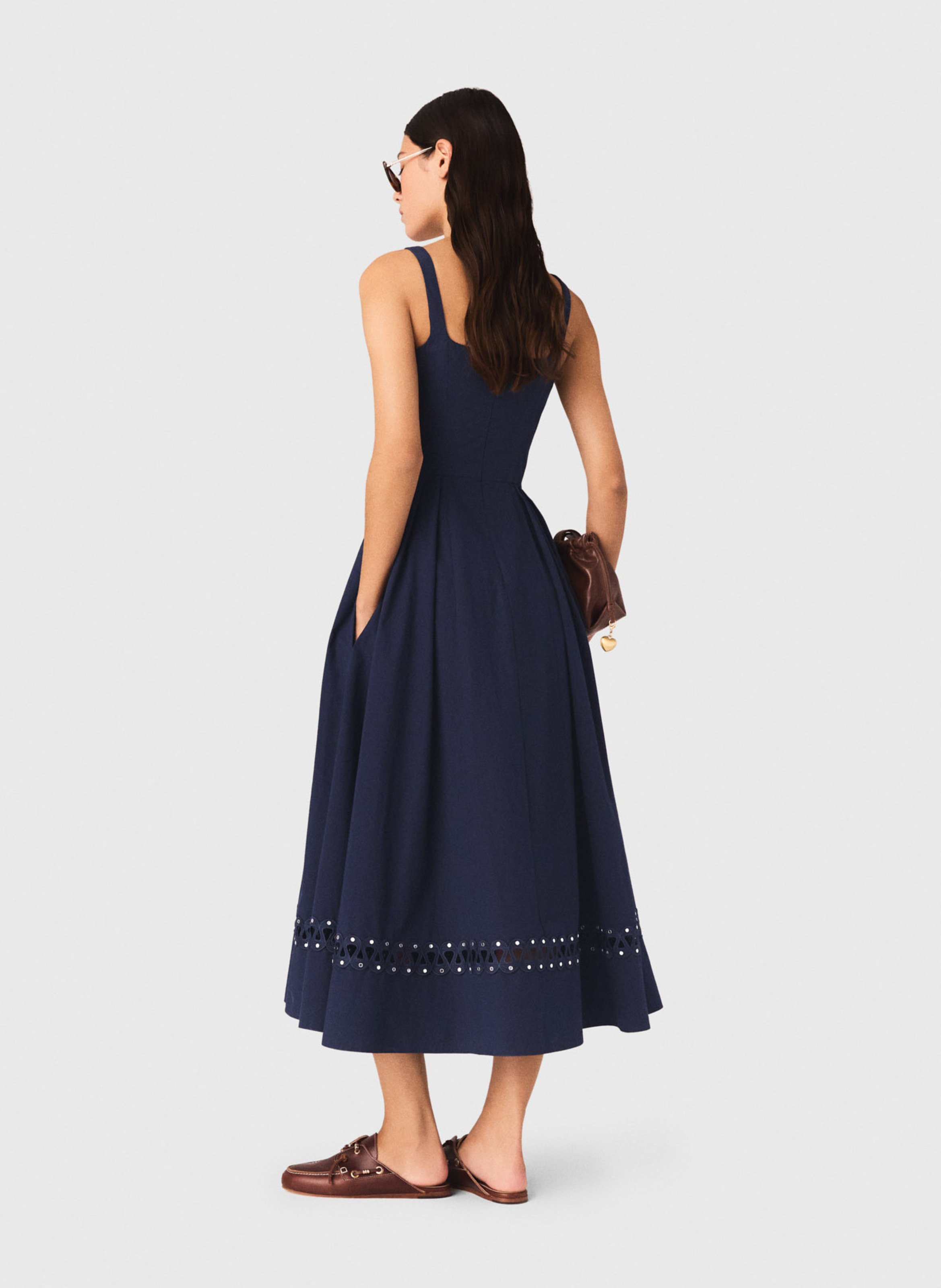 Flared Midi Dress with Straps MAJE Blue