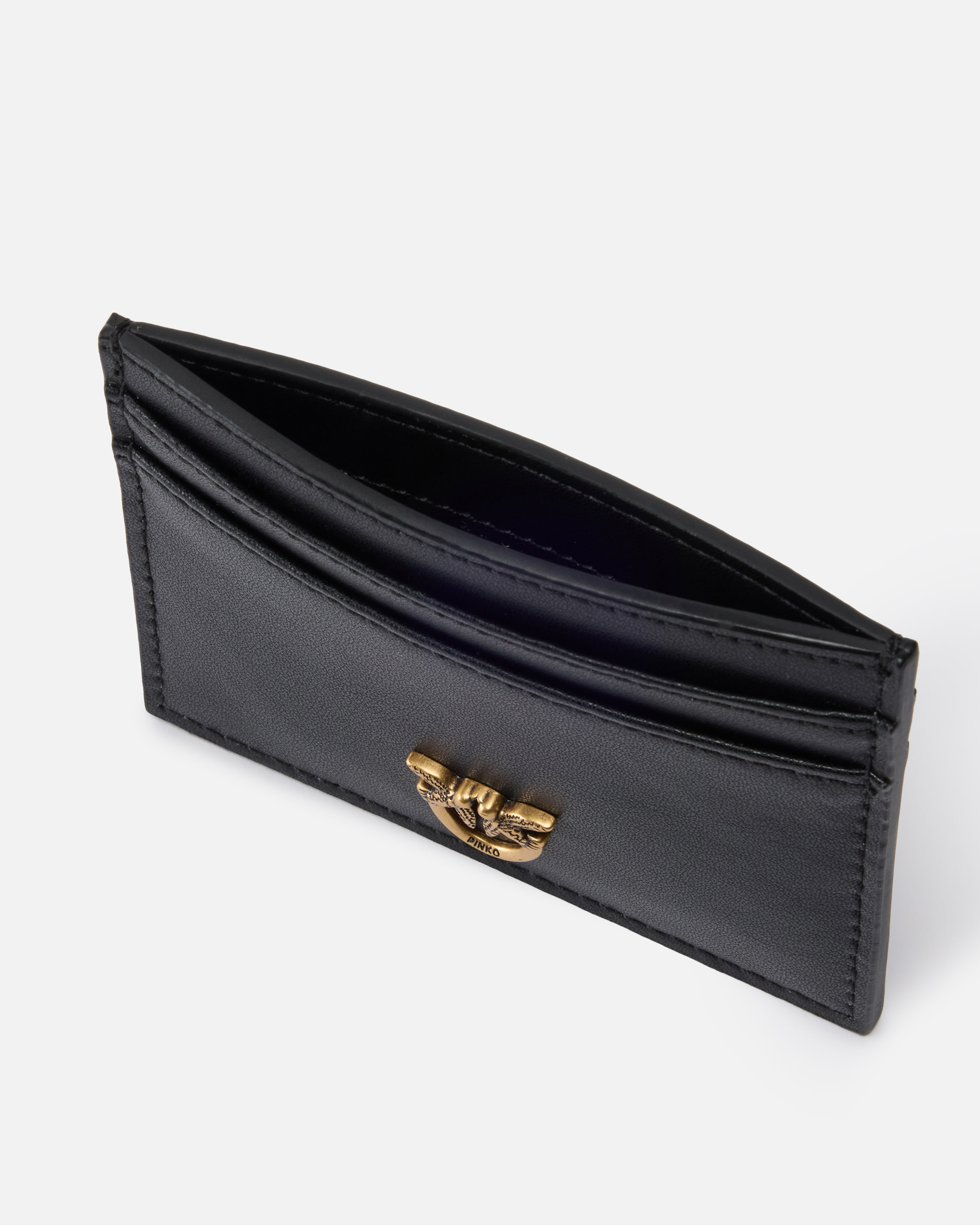 Porte-cartes en cuir avec logo love birds PINKO Noir