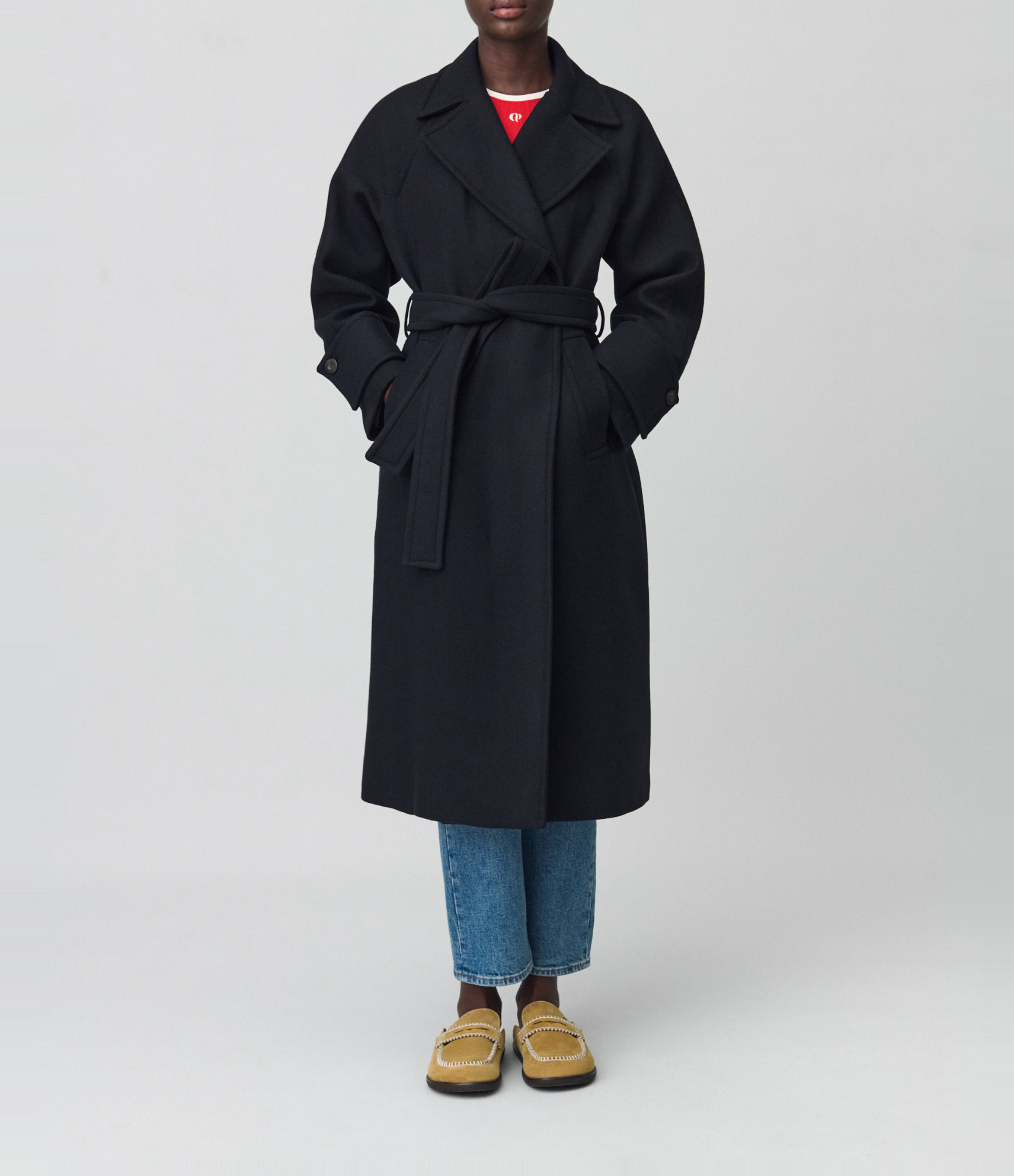 Manteau col tailleur en laine mélangée  CLAUDIE PIERLOT Noir