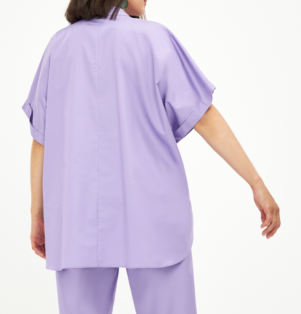Chemise droite col mao en popeline de coton MAT FASHION Violet