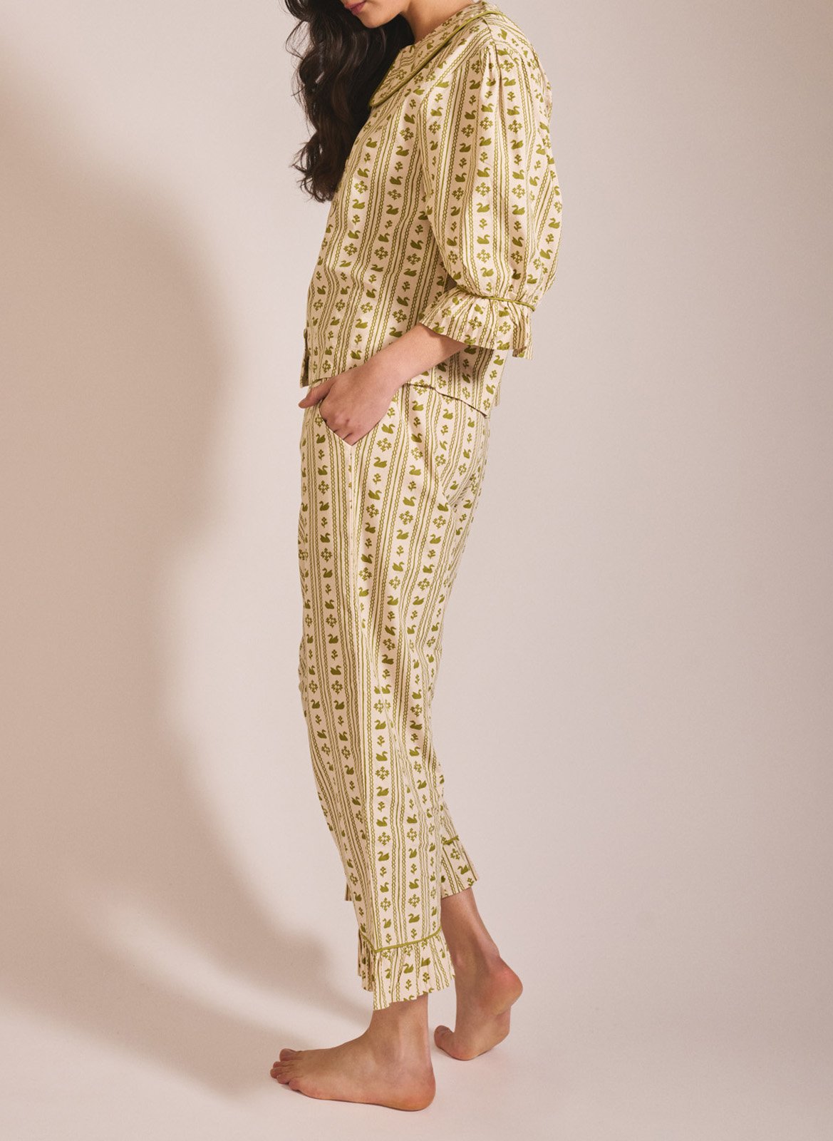 Pyjama-Set aus Baumwolle mit Print TBCO Grun