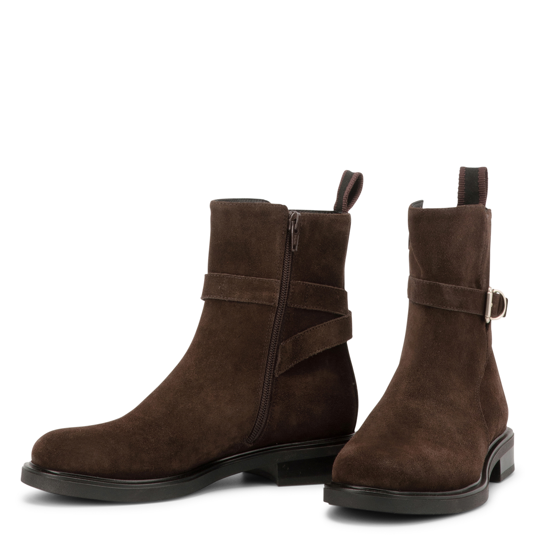 Bottines bout rond à boucle en cuir velours VAGABOND Marron