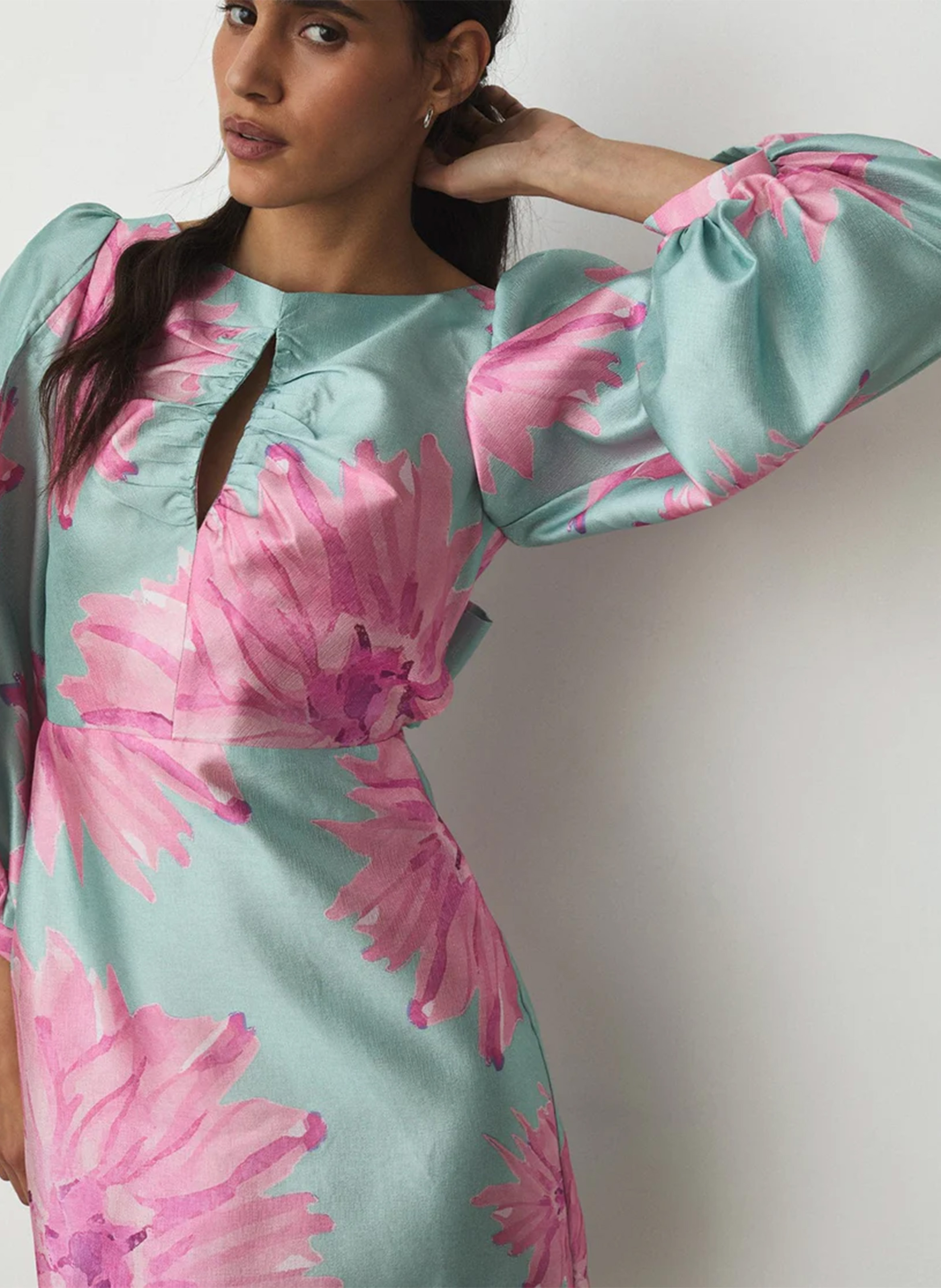Bedrucktes Kurzkleid mit Rundhalsausschnitt LAAGAM Rosa