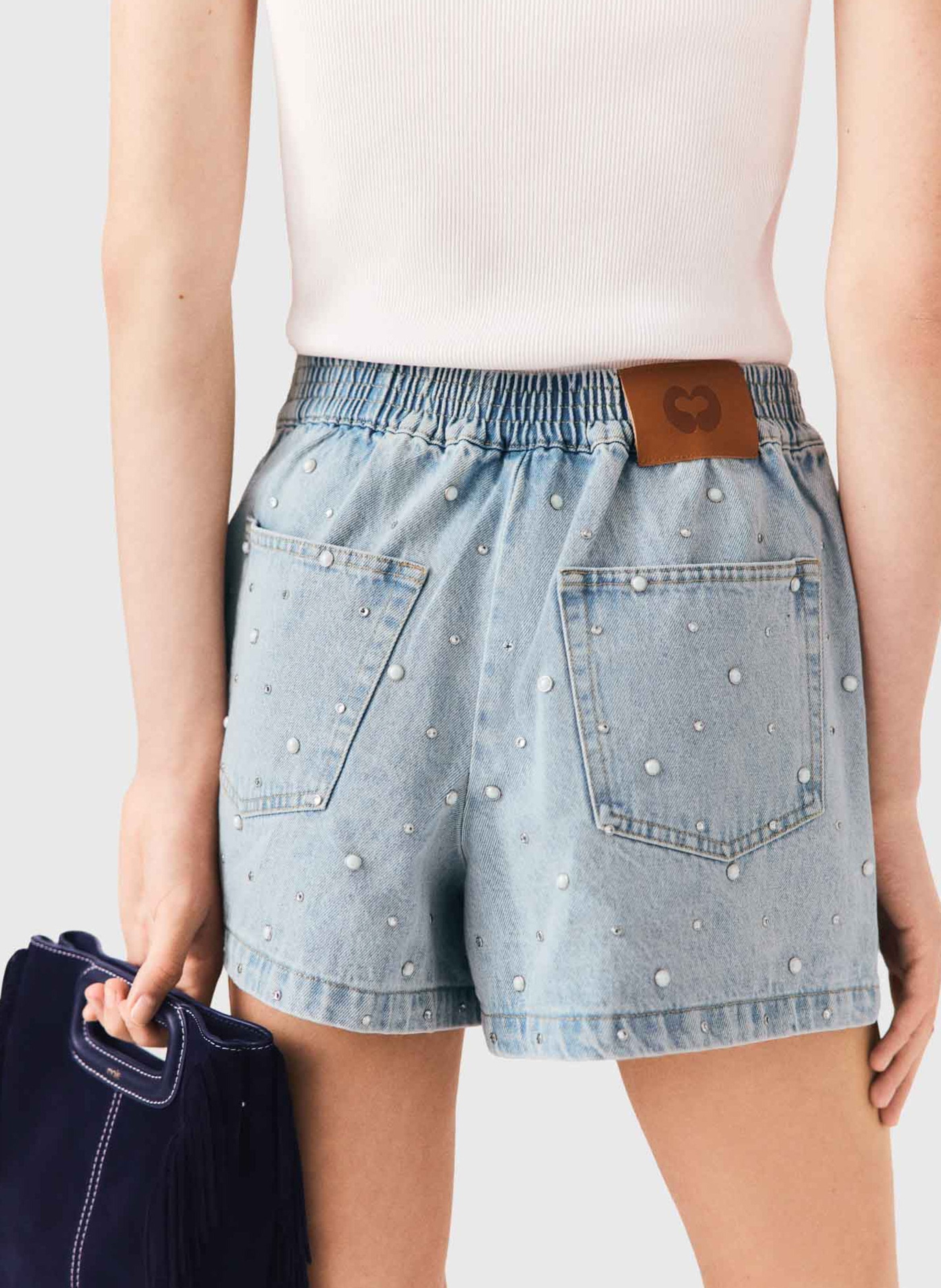 Short droit en coton MAJE Bleu