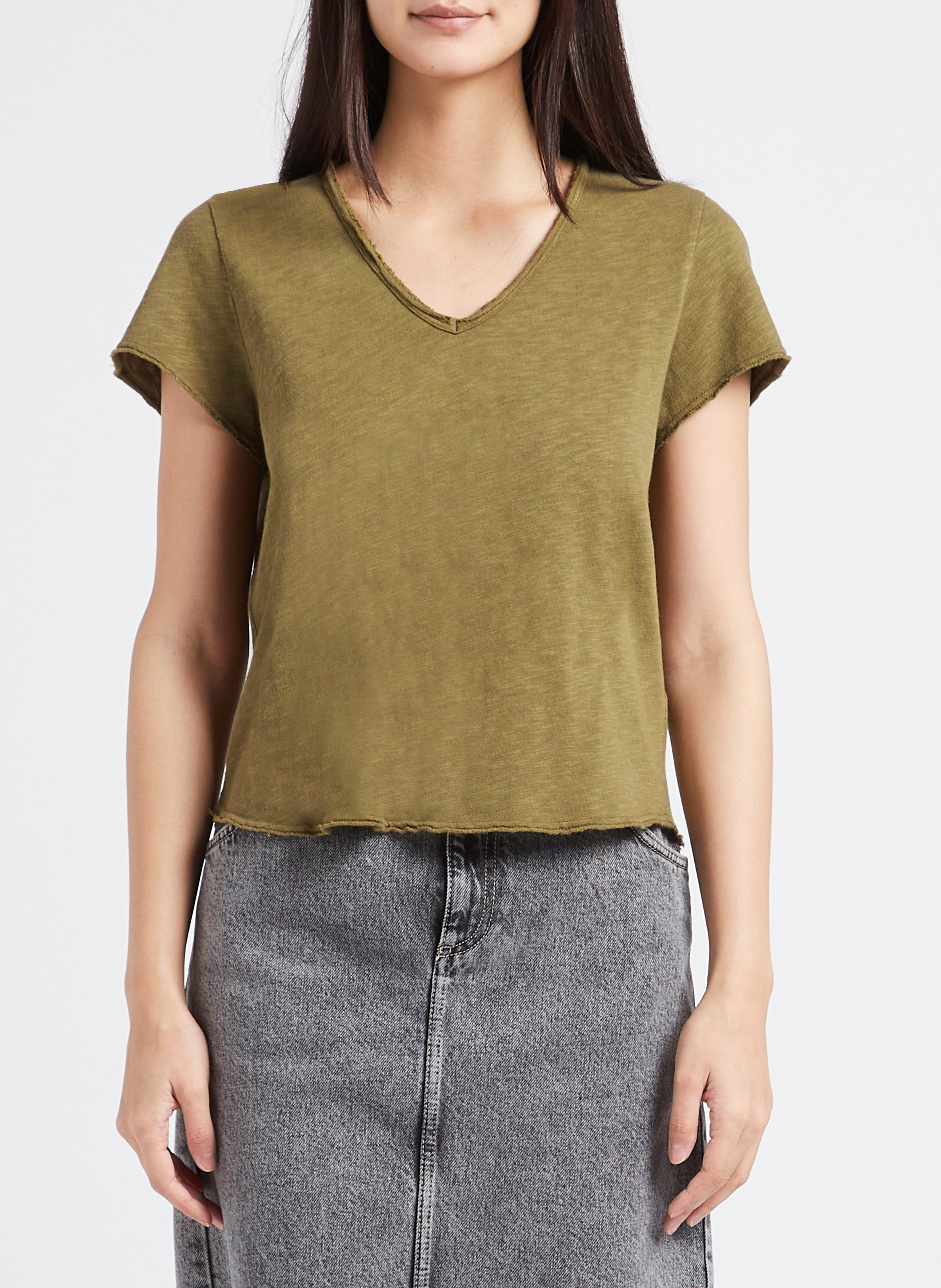 Straight cotton T-shirt with raw edge hem AMERICAN VINTAGE