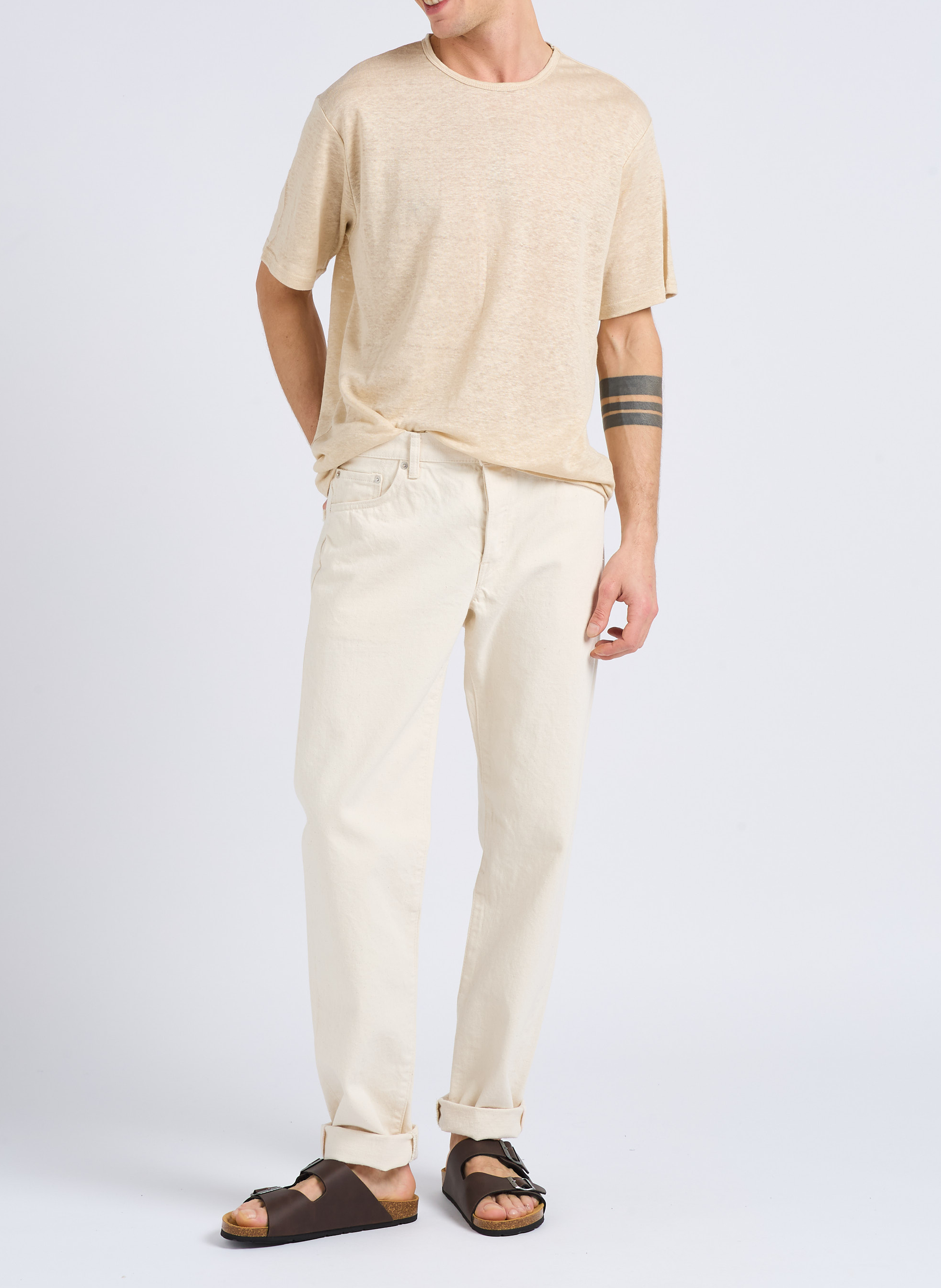 Tapered cotton dot effect regular-fit jeans EDWIN Beige