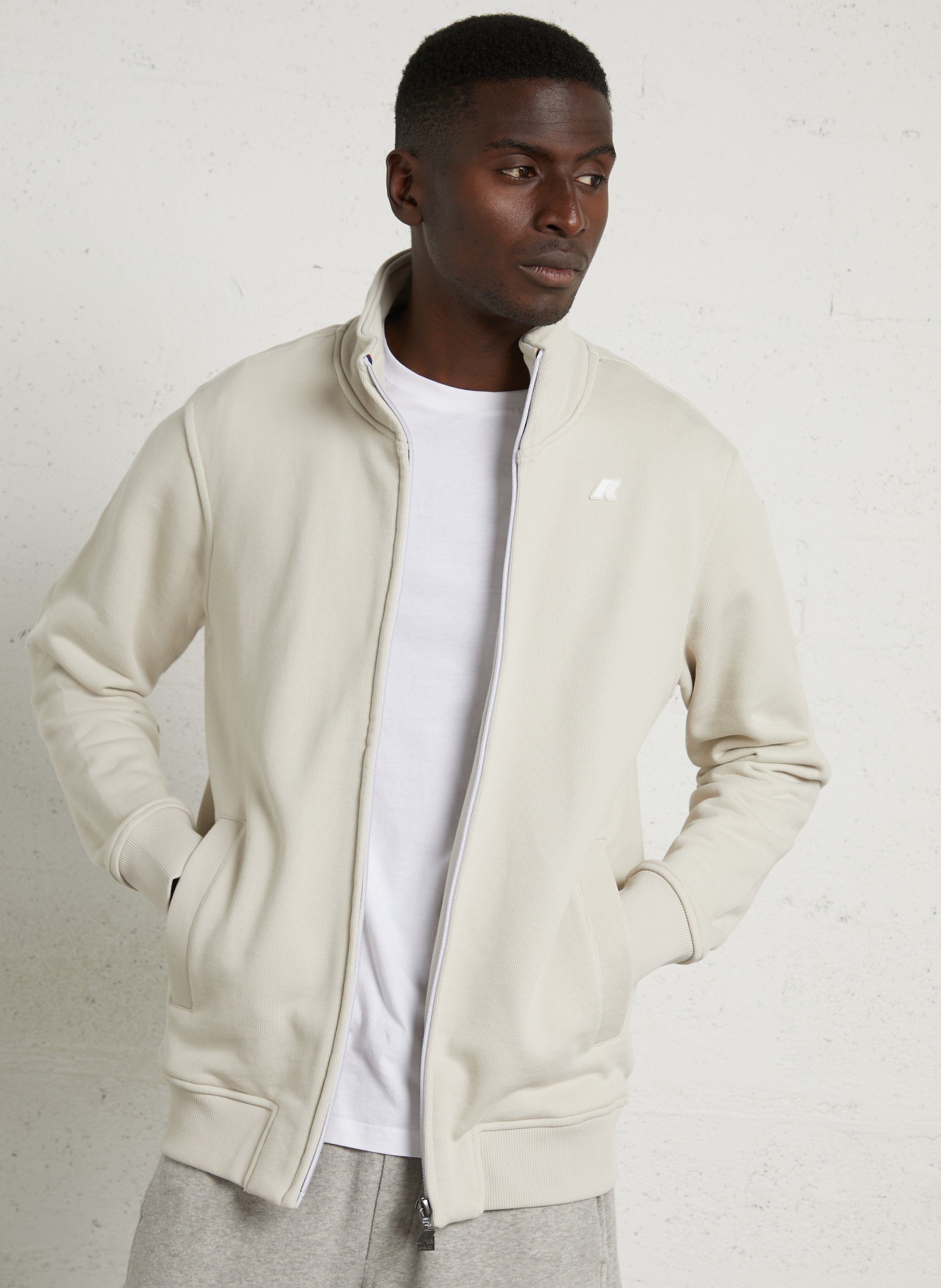 Blended cotton sweater with high collar K-WAY Beige