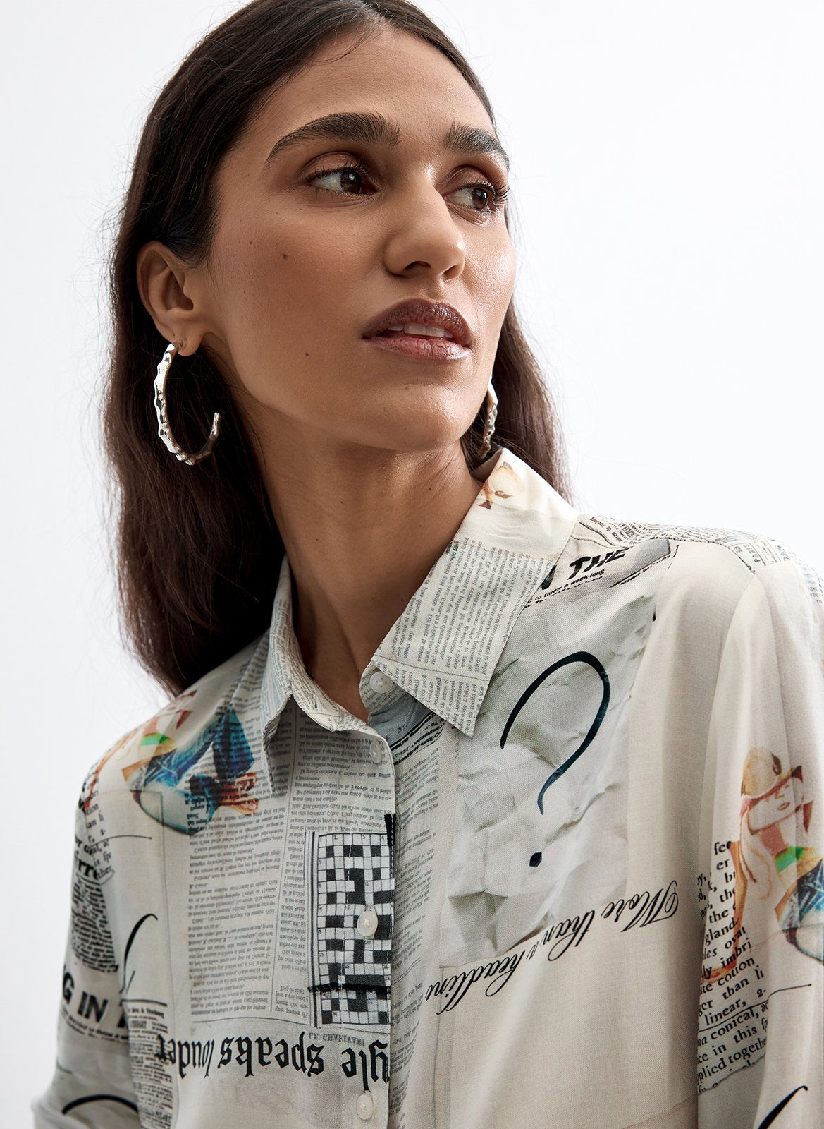 Straight printed shirt with classic collar DESIGUAL White
