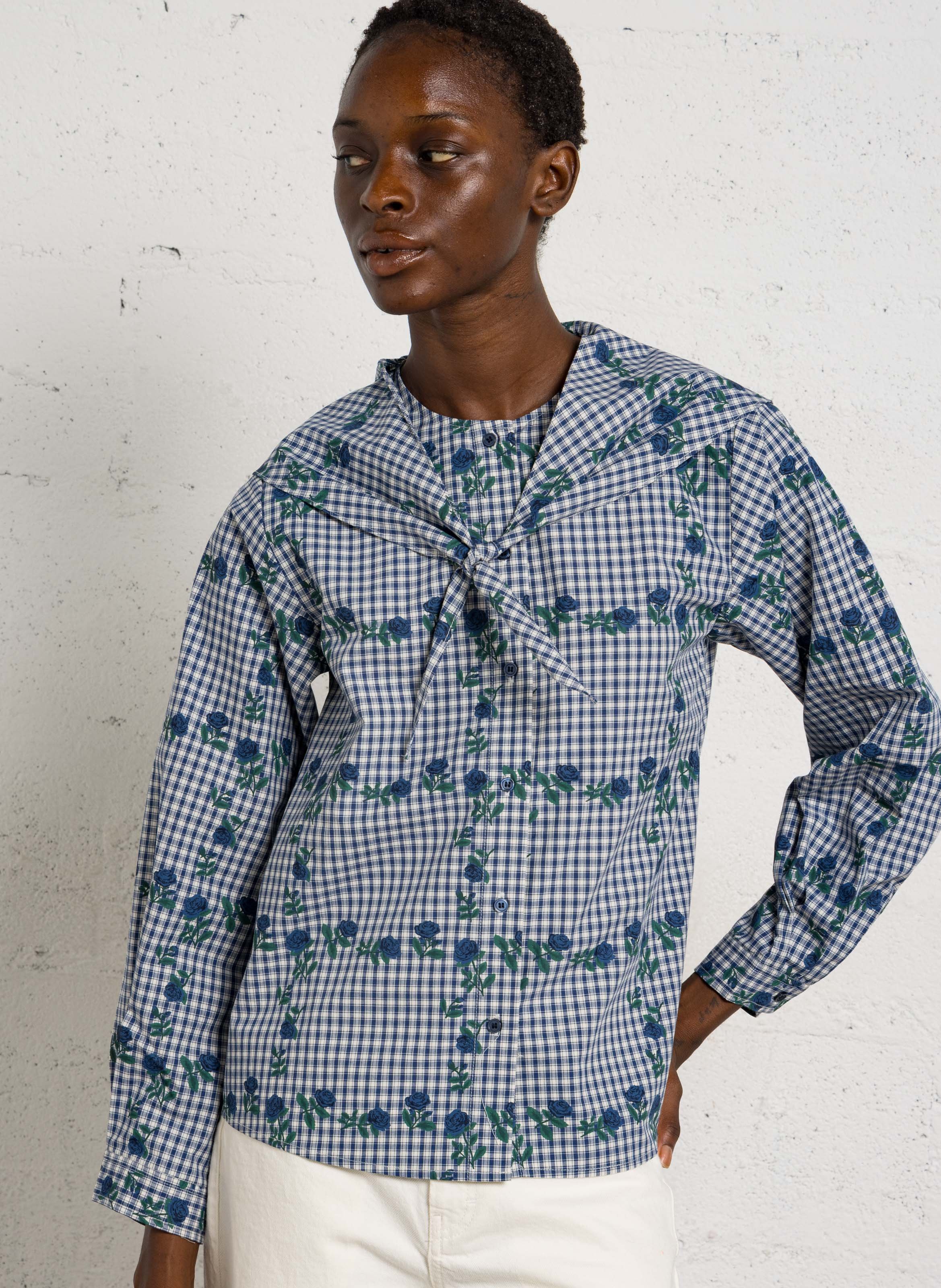Printed cotton blouse THE TINY BIG SISTER Blue
