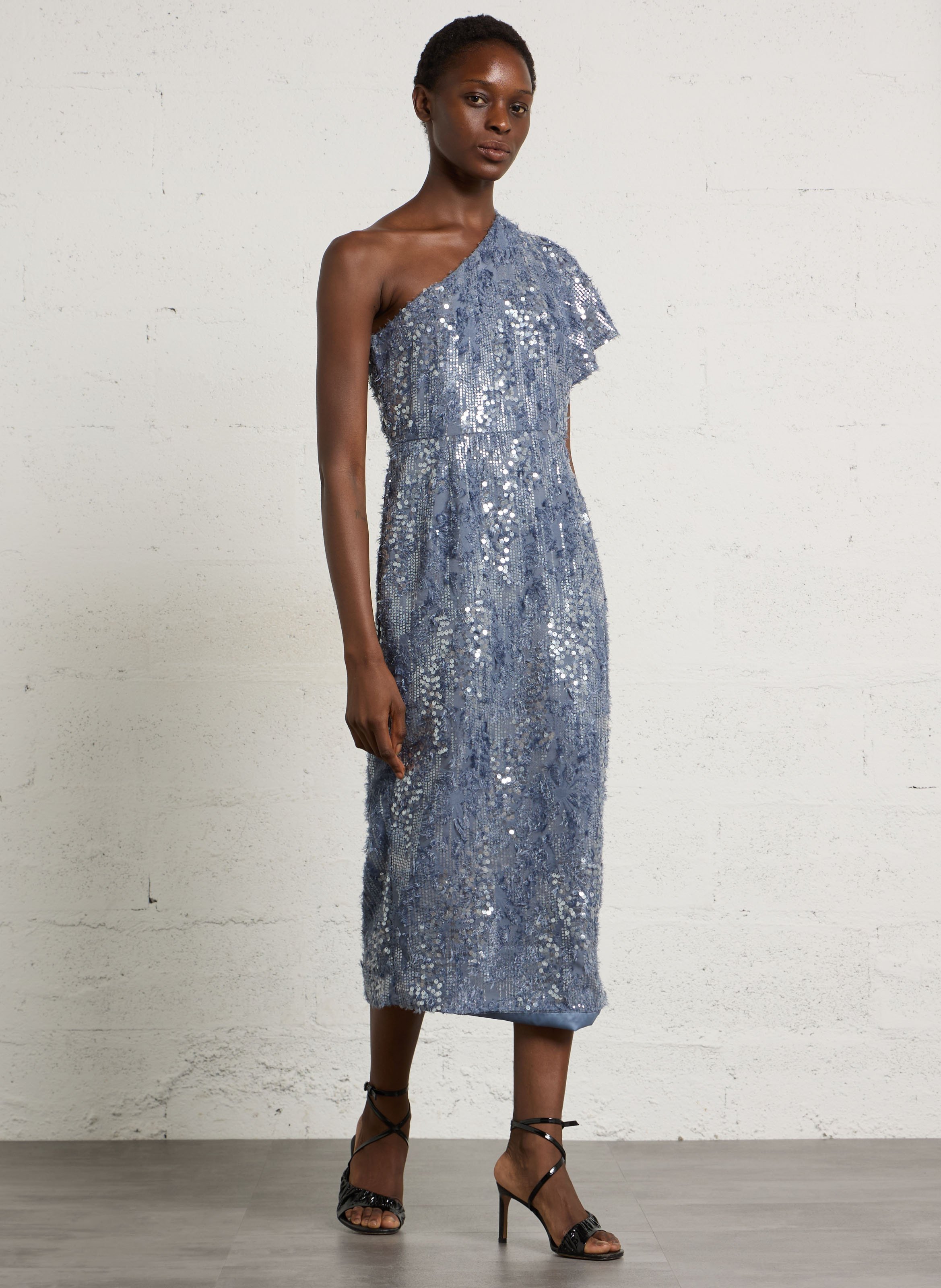 Asymmetrische jurk met lovertjes IKKS Blauw