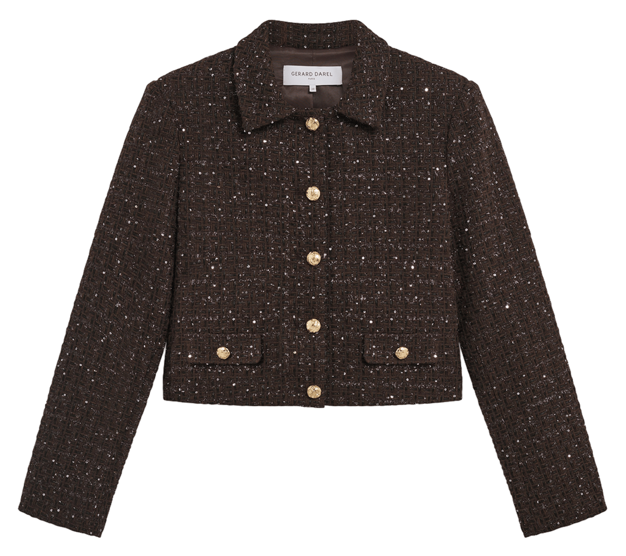 Gerade geschnittene Jacke mit klassischem Kragen aus Tweed GERARD DAREL Braun