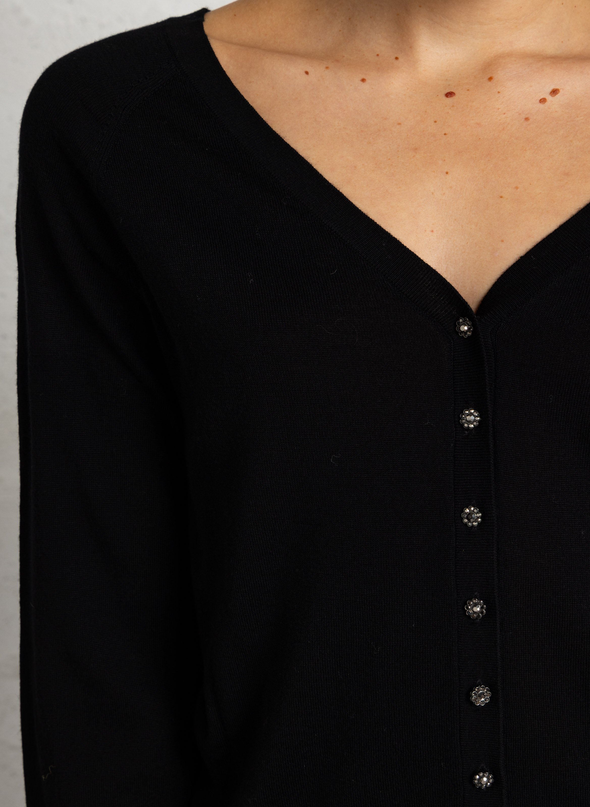 Gerade geschnittener Wollpullover mit V-Ausschnitt IKKS Schwarz