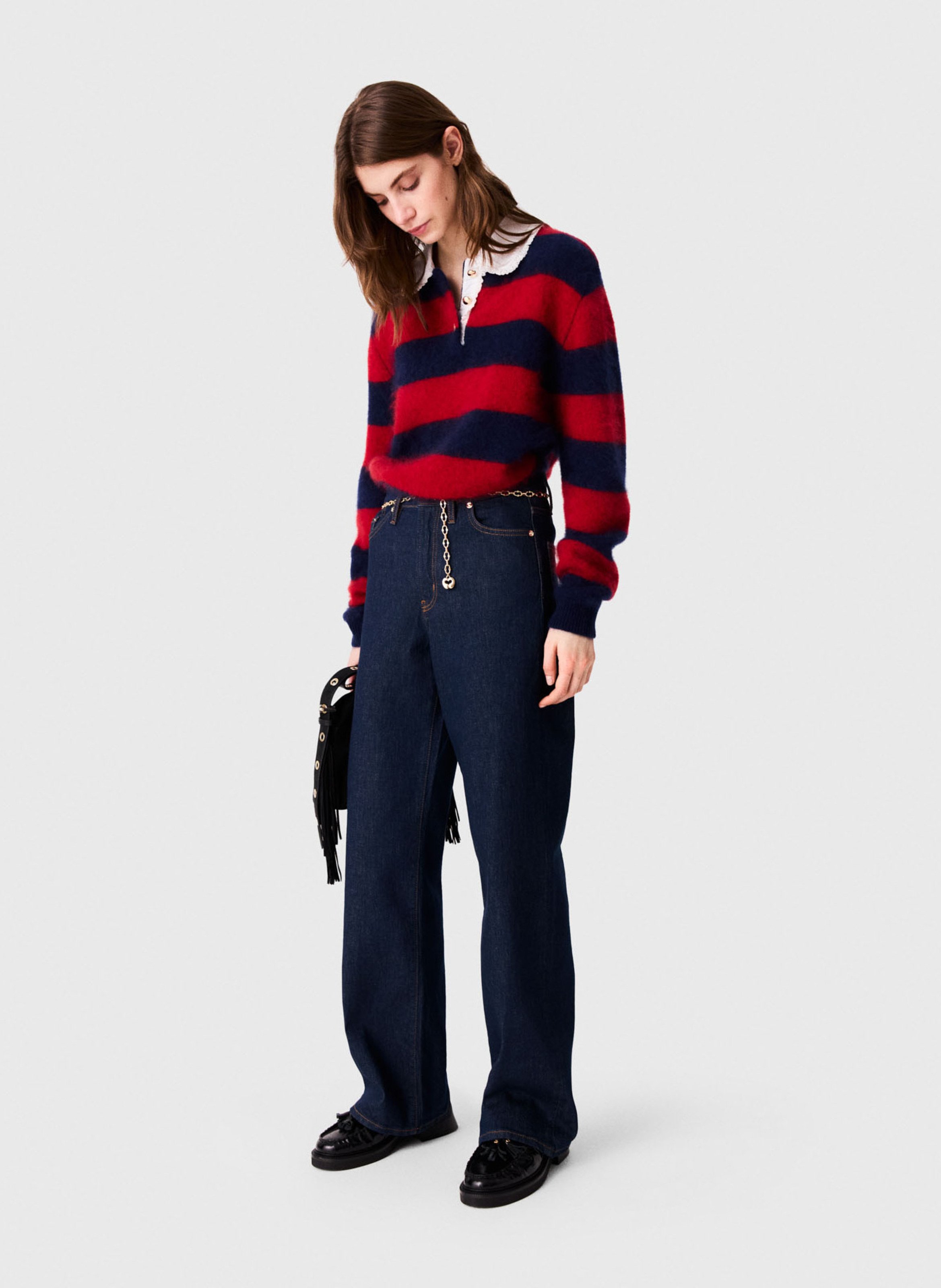 Cotton-blend straight-leg jeans MAJE Blue