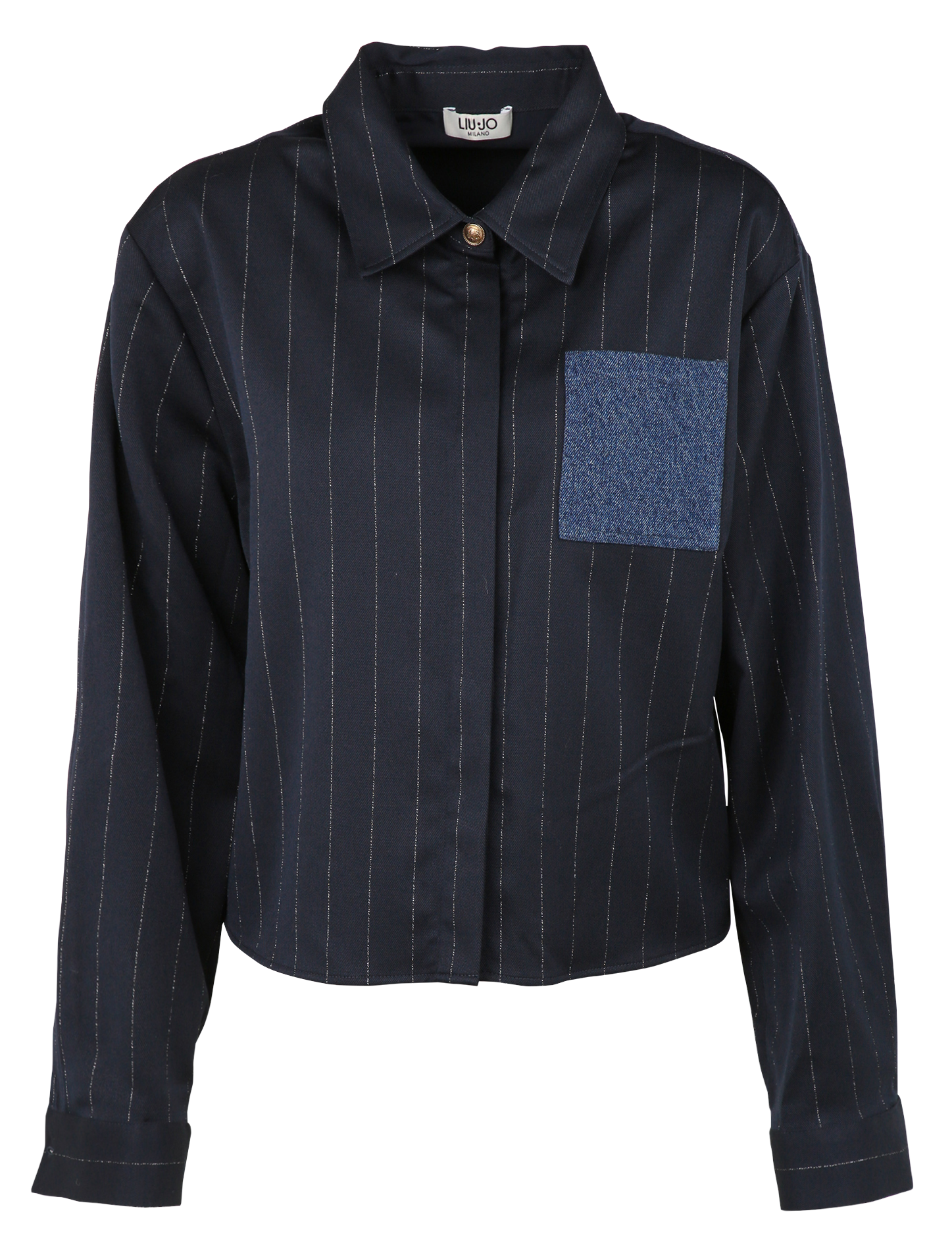 Straight striped shirt with classic collar and pocket LIU JO Blue