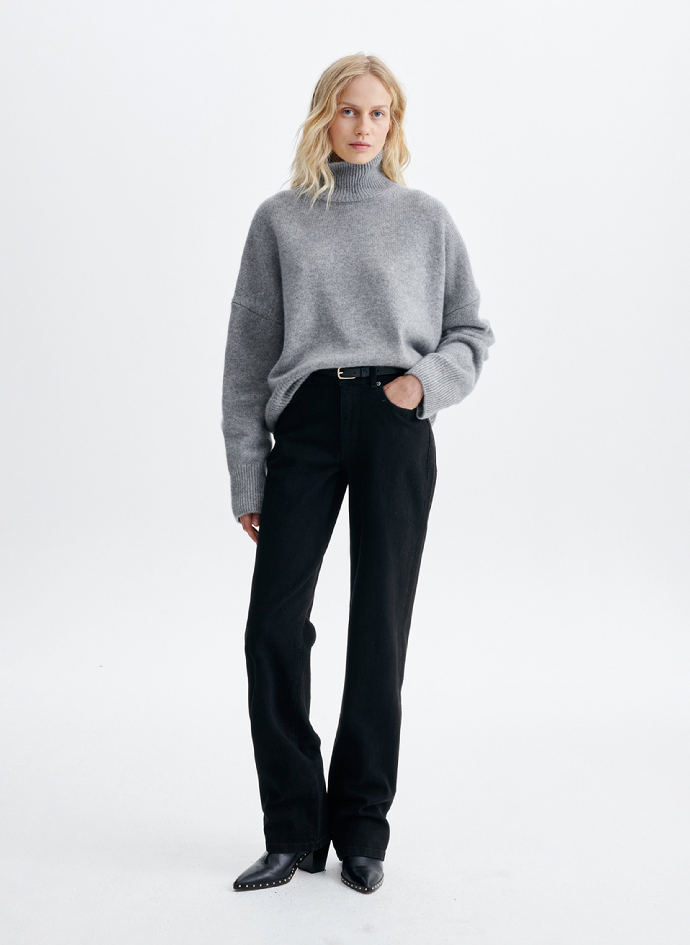 Weiter Kaschmirpullover mit Stehkragen VANESSA BRUNO Grau